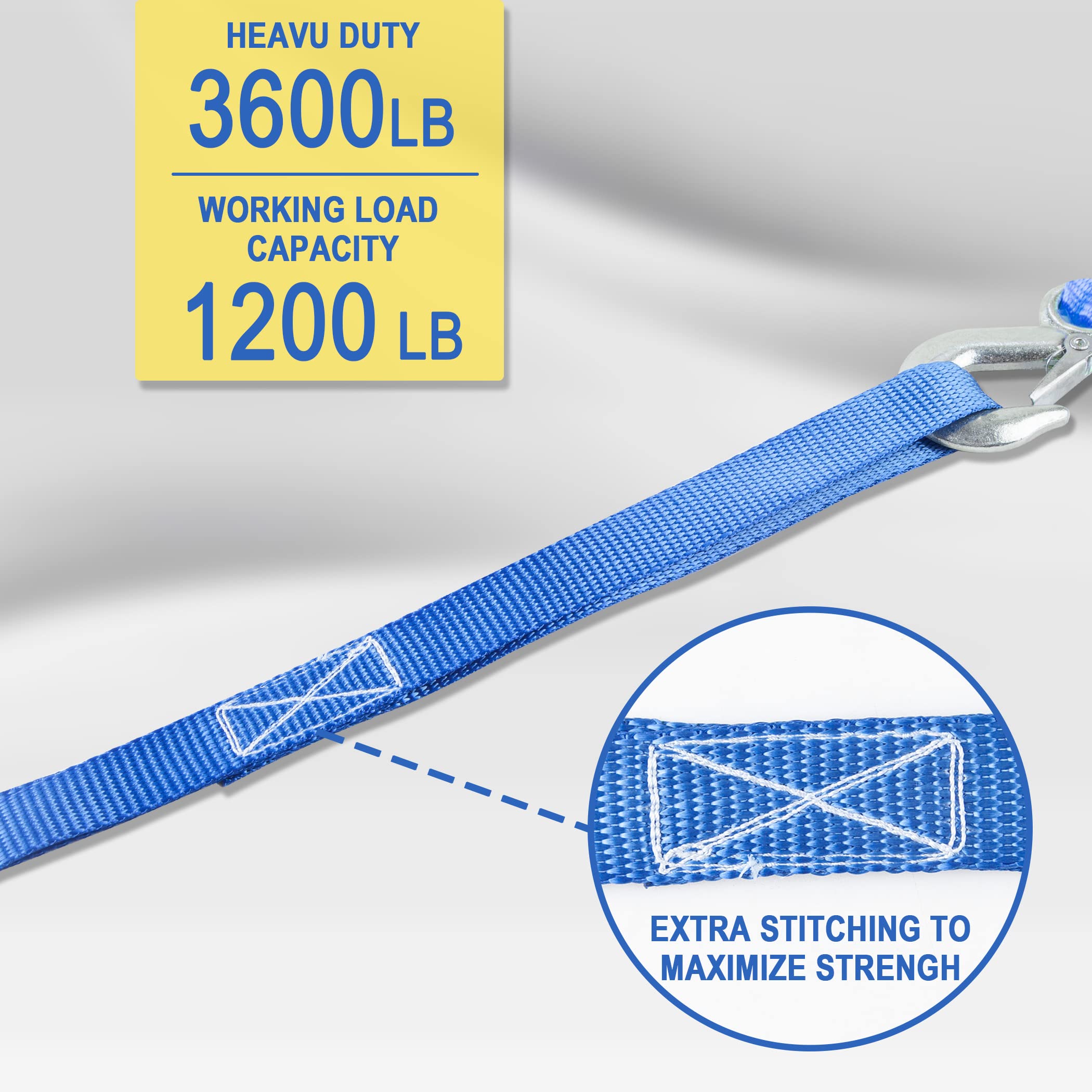 Cartman Soft Loop Tie-Down Straps In Blue Color, 8Pk X 18In, 3600Lbs