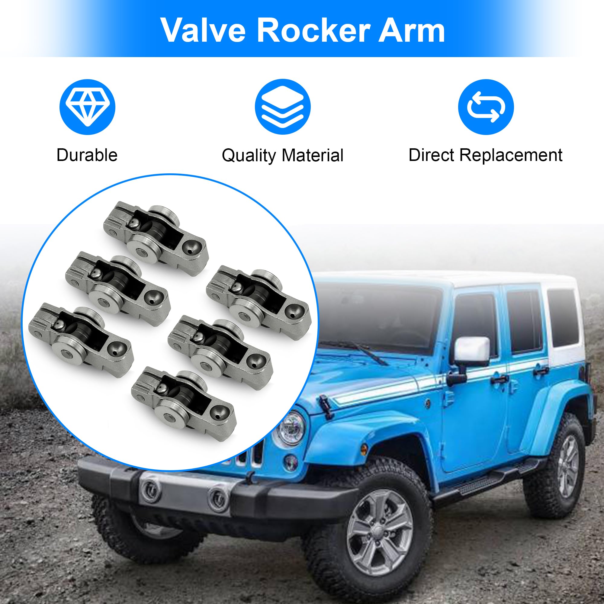 Set of 6 Valve Rocker Arm Left Or Right 5047896AD for Chrysler Pacifica, Dodge Durango, Jeep Wrangler, Grand Cherokee, Ram ProMa