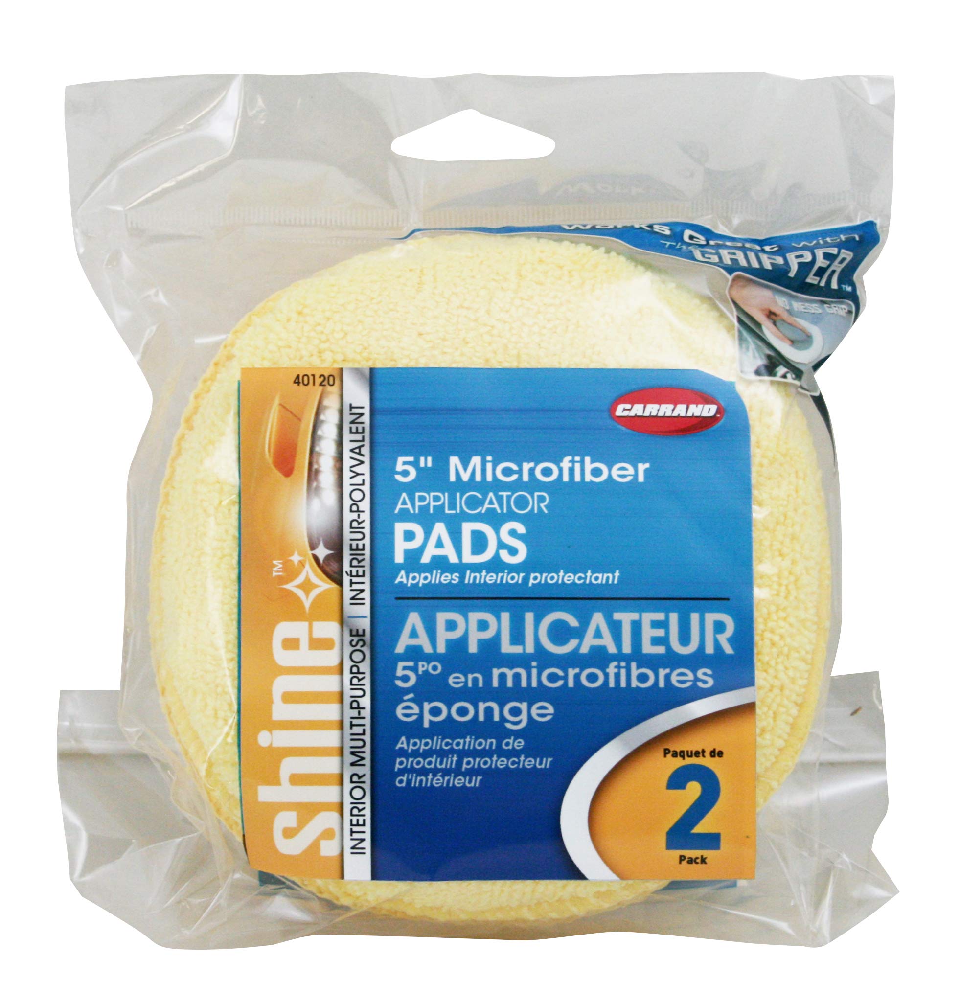 Carrand 40120 Microfiber 5'' Round Applicator Pad (2-Pack)
