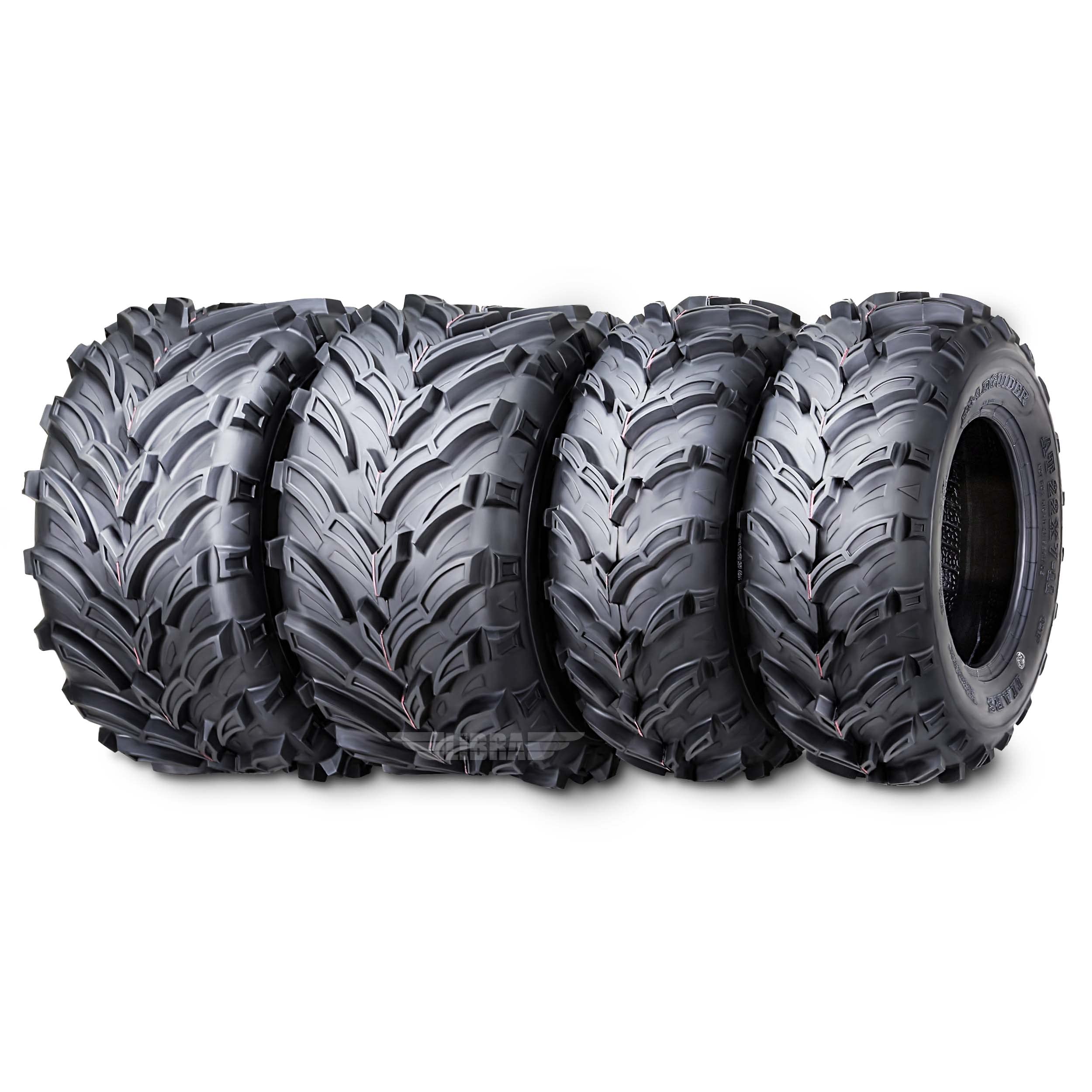 Roadguider Set 4 Atv/Utv Tires 22X7-11 Front & 22X10-9 Rear /6Pr 20Mm Deep Tread Compatible With Honda Recon 250 Suzuki Ozark 25