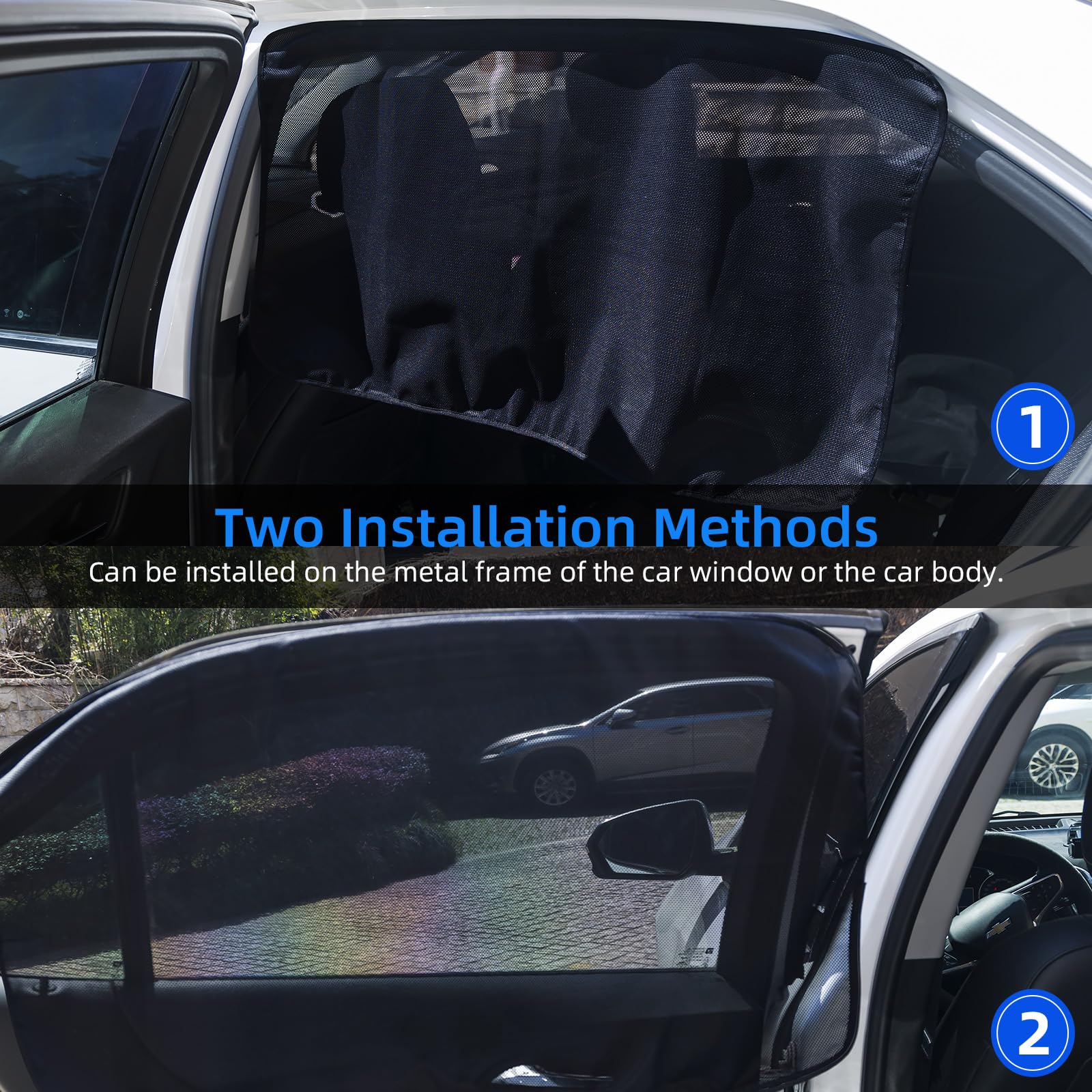 Aokway Magnetic Car Window Shades, 2Pcs Double-Layer Uv Protection Car Curtains For Rear Side Window Sun Shade, Universal Fit Fo