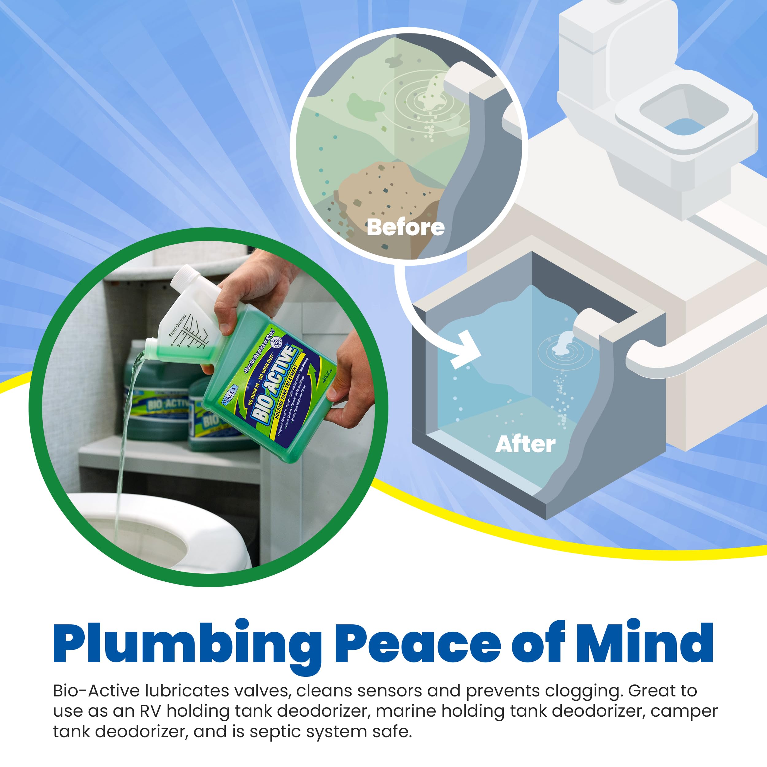 Walex Bio-72168 Bio-Active Liquid Holding Tank Treatment - 168 Oz., Non-Measurable