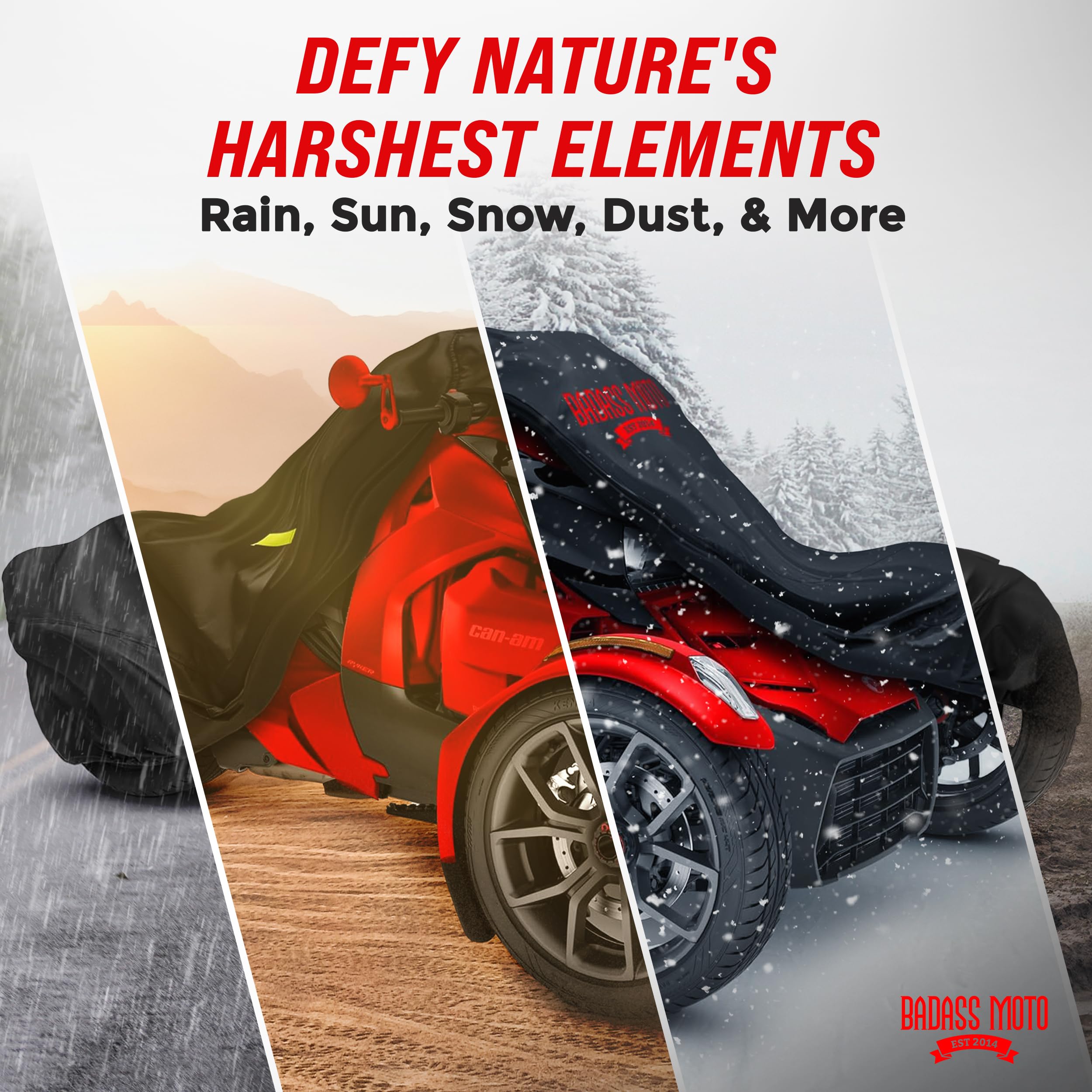 Badass Moto Ultimate Motorcycle Cover Waterproof Outdoor for Can Am Ryker Cover Fits 600,Rally, Sport, Can Am Ryker 900 Cover, A