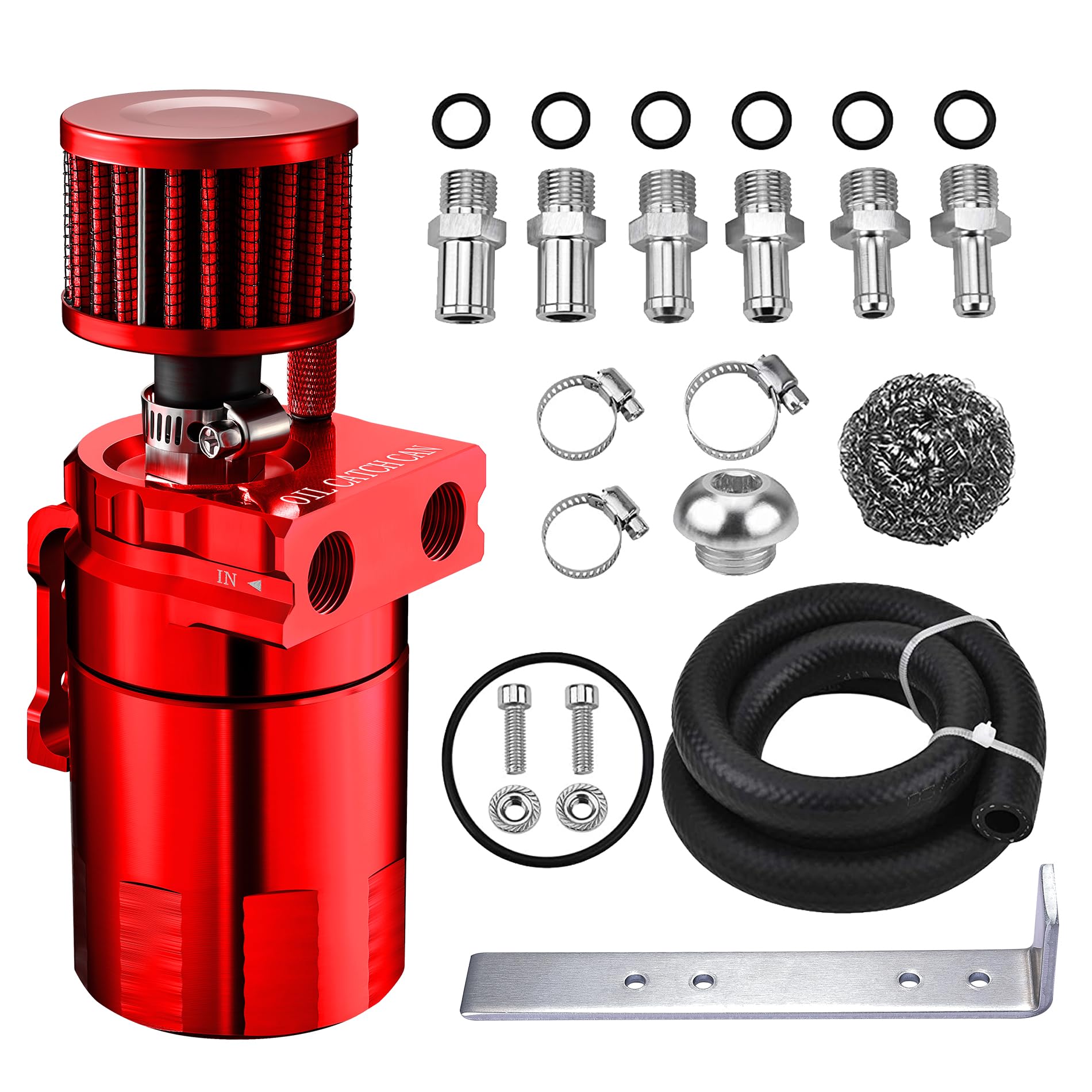 Evil Energy Oil Catch Can, Universal Baffled Catch Can Kit With Breather Filter, 300Ml Aluminum Air Oil Separator Tank Nbr Fuel