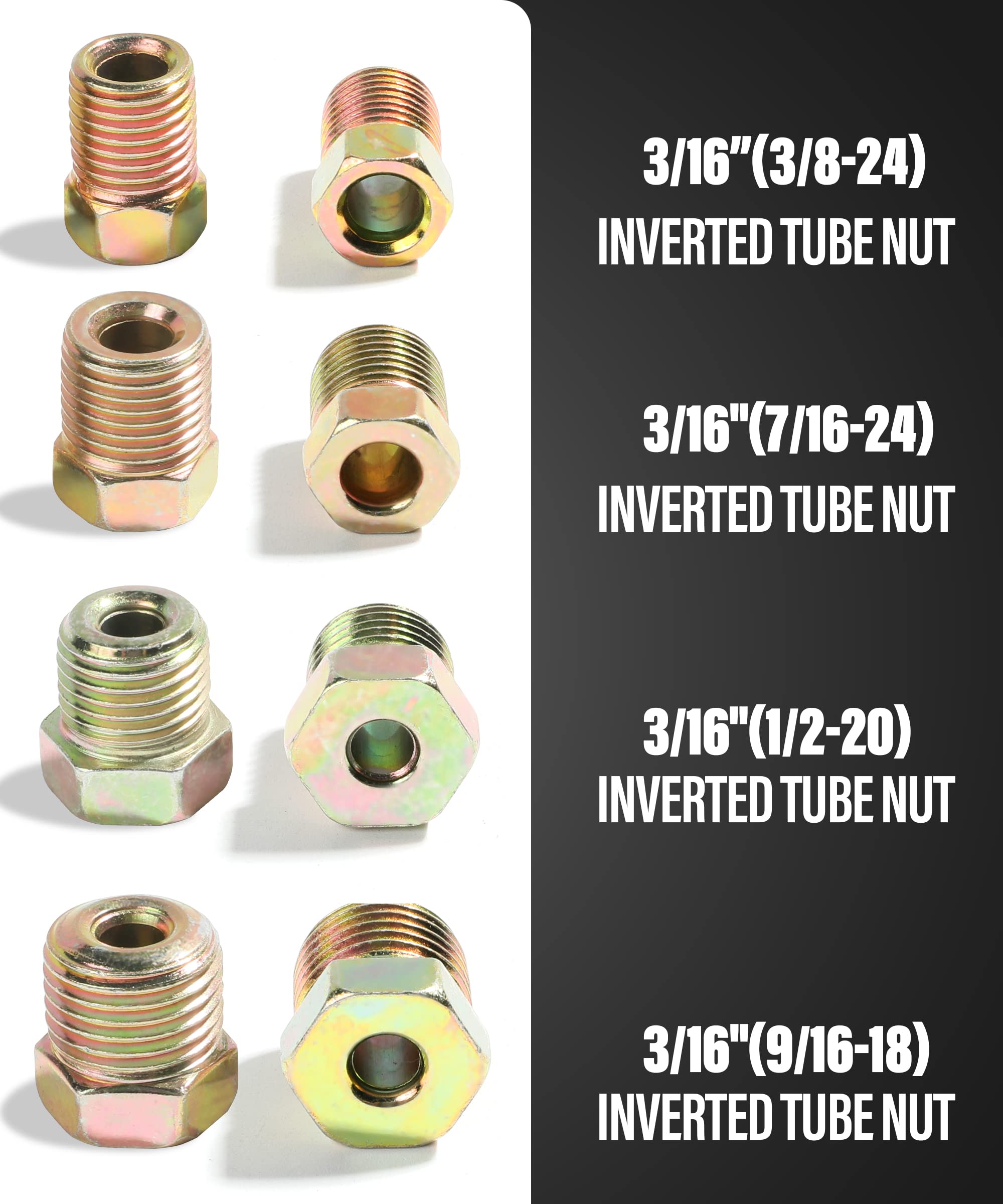 Yakefly 25 Ft. 3/16 Copper Nickel Brake Line,Rustproof Brake Line Tubing Kit,Flexible Copper Coated Brake Line Tubing Coil With 16 Inverted Flare Fittings For Hydraulic Fuel Transmission (Silver)