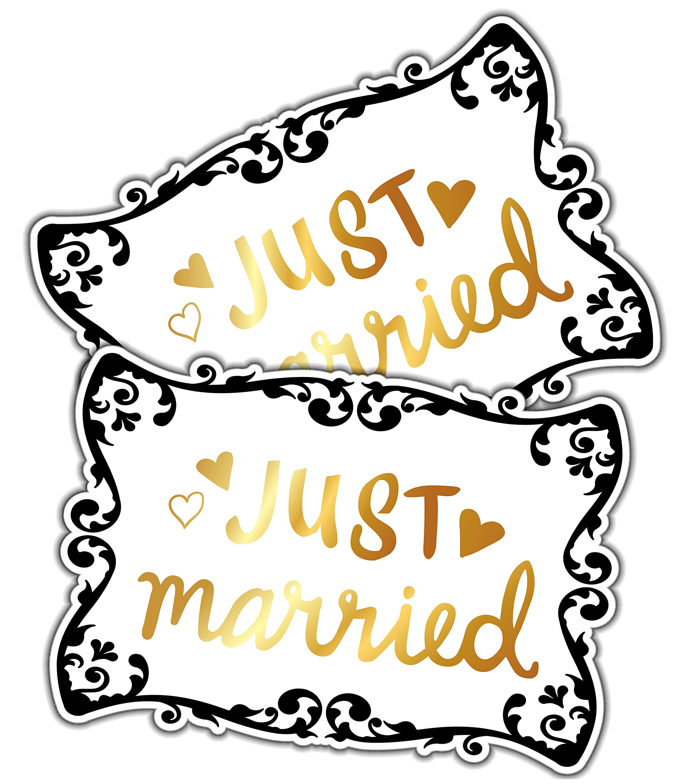 Iconikal Decorative Car Magnet For Honeymoon Or Wedding, Just Married, 14 X 9.5-Inch, 2-Pack