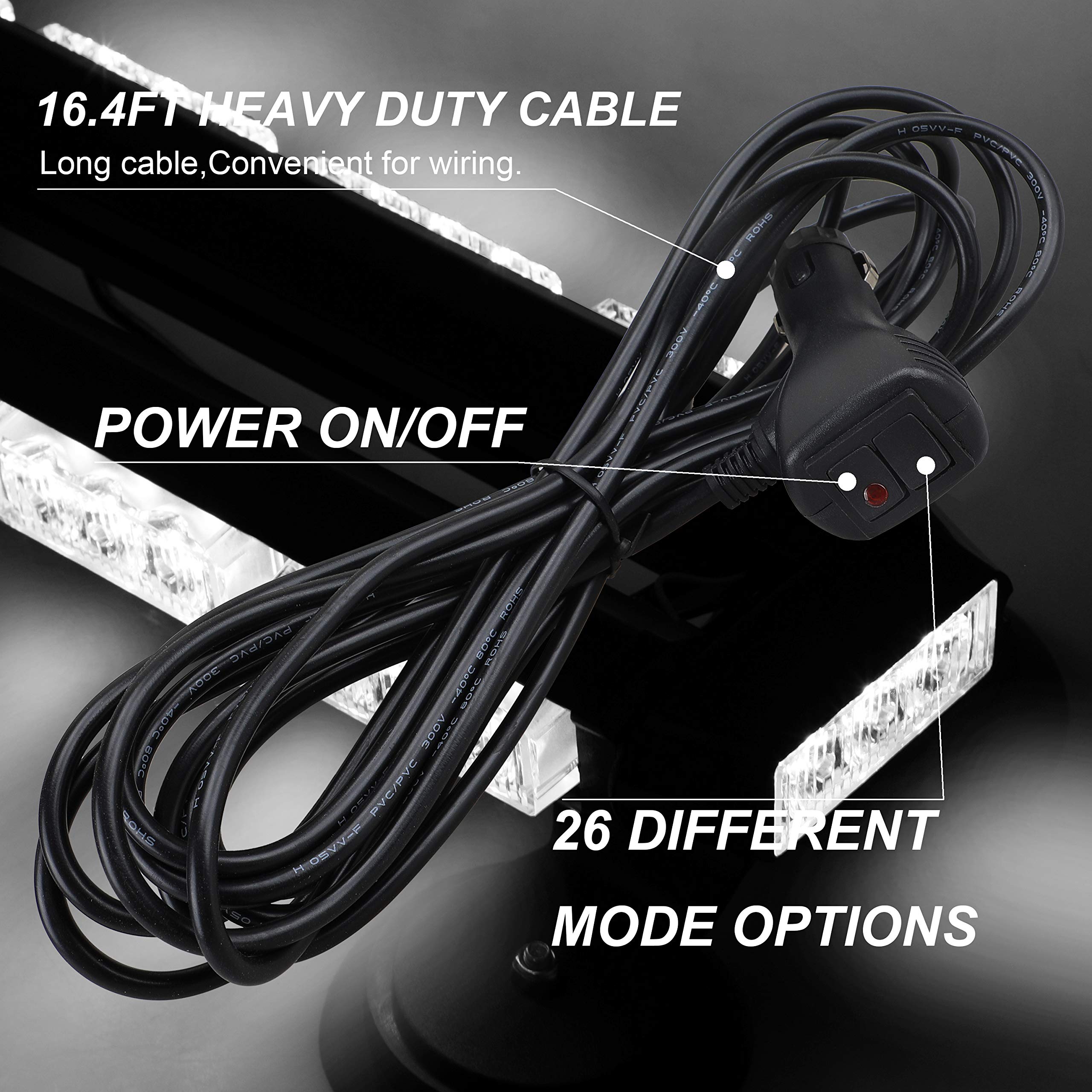 Aspl 16.8 Inch Led Strobe Flashing Light Bar, 26 Flashing Modes High Intensity Emergency Hazard Warning Beacon Lights With Magne