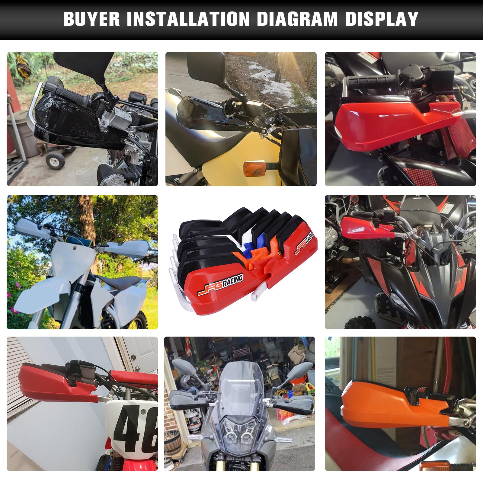 Jfg Racing Handguards,Motorcycle Hand Guards Universal For 7/8 22Mm And 1 1/8 28Mm Handlebar For Dirt Pit Bike Motocross Enduro Snowmobile Yz Klr Crf Tw Ttr Drz 125 150 200 250 350 450 - White