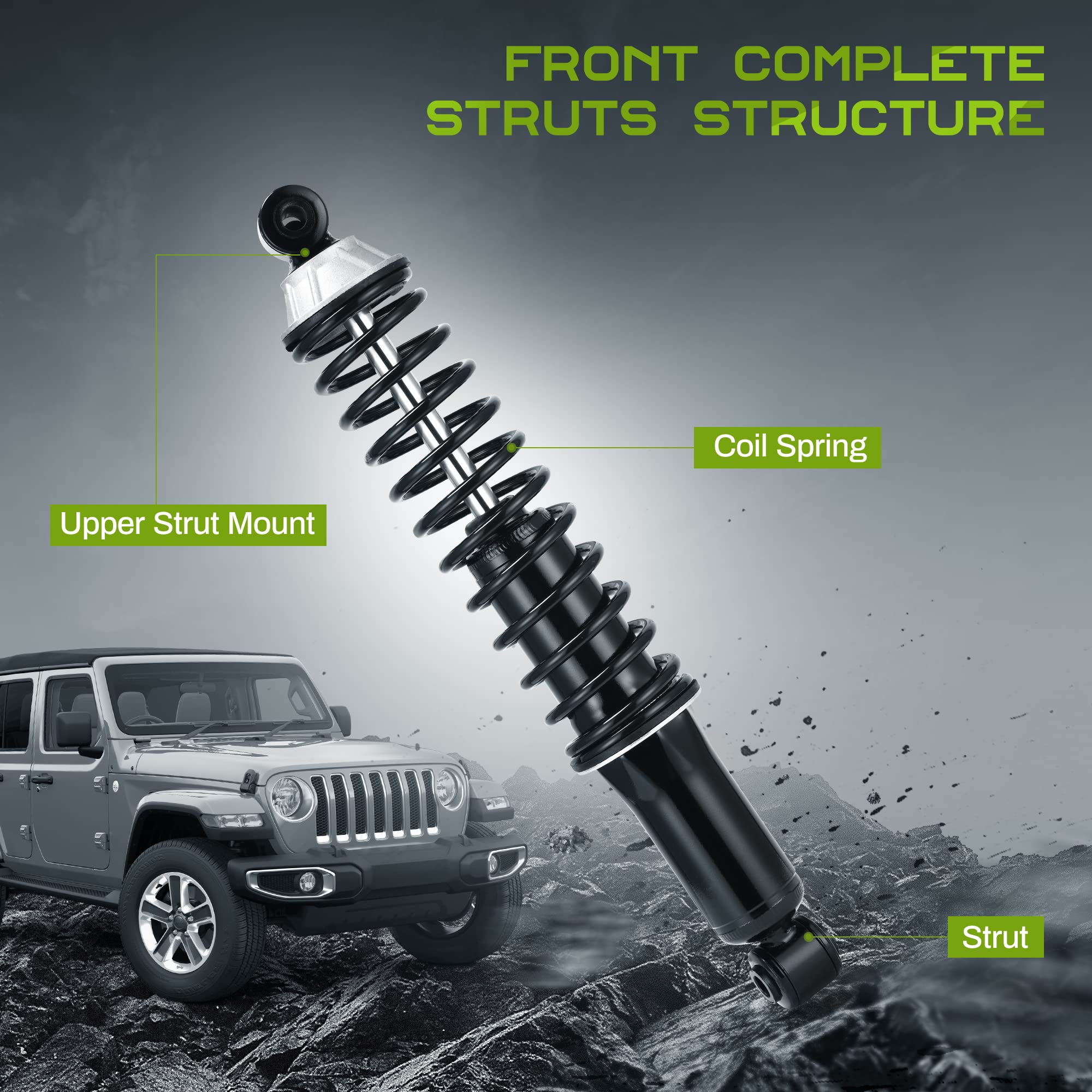 Autosaver88 Rear Load Shocks And Strut Compatible With 1995-2007 Chrysler Town & Country, 1995-2007 Dodge Grand Caravan/Caravan