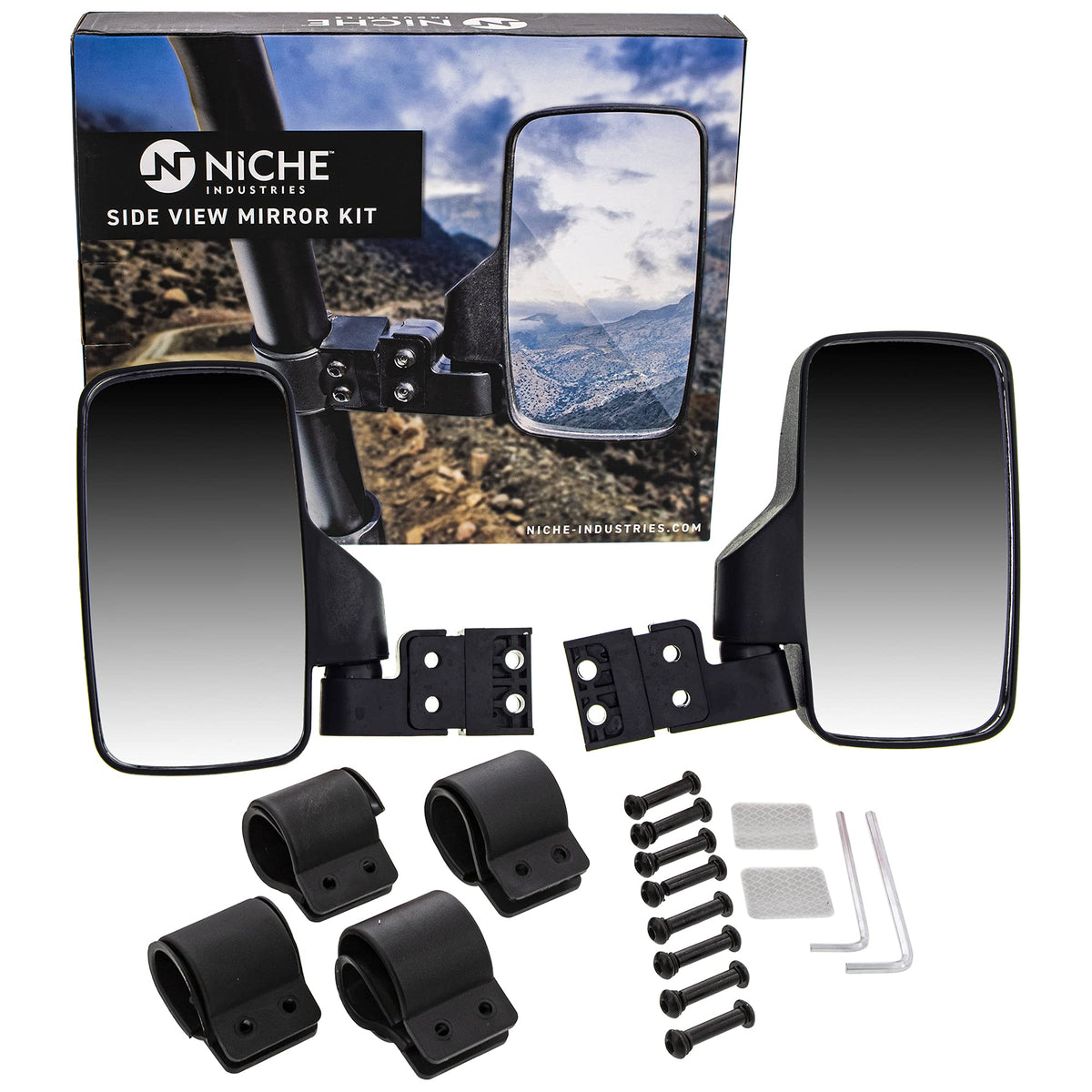 Niche Utv Side View Mirror Set With 1.75' - 2' Roll Bar Cage For Polaris Rzr Kaw WBCARB07XWPG35M