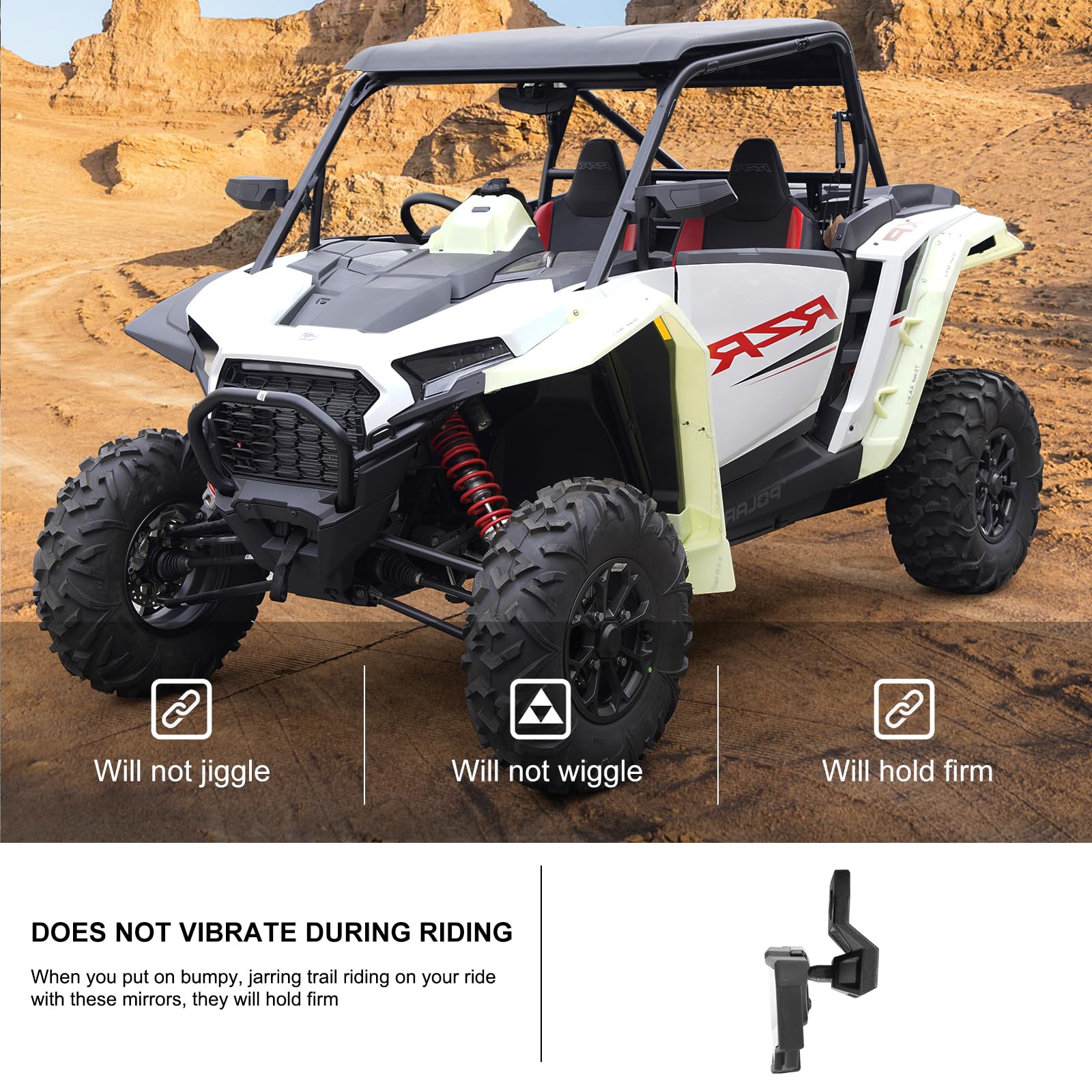 Kiwi Master Rear View Center & Side Mirrors Compatible With 2024 Polaris Rzr Xp 1000 Accessories, 2021-2024 Rzr Trail/Trail S Adjustable Folding Rear View Racing Mirror # 2884524 2883763