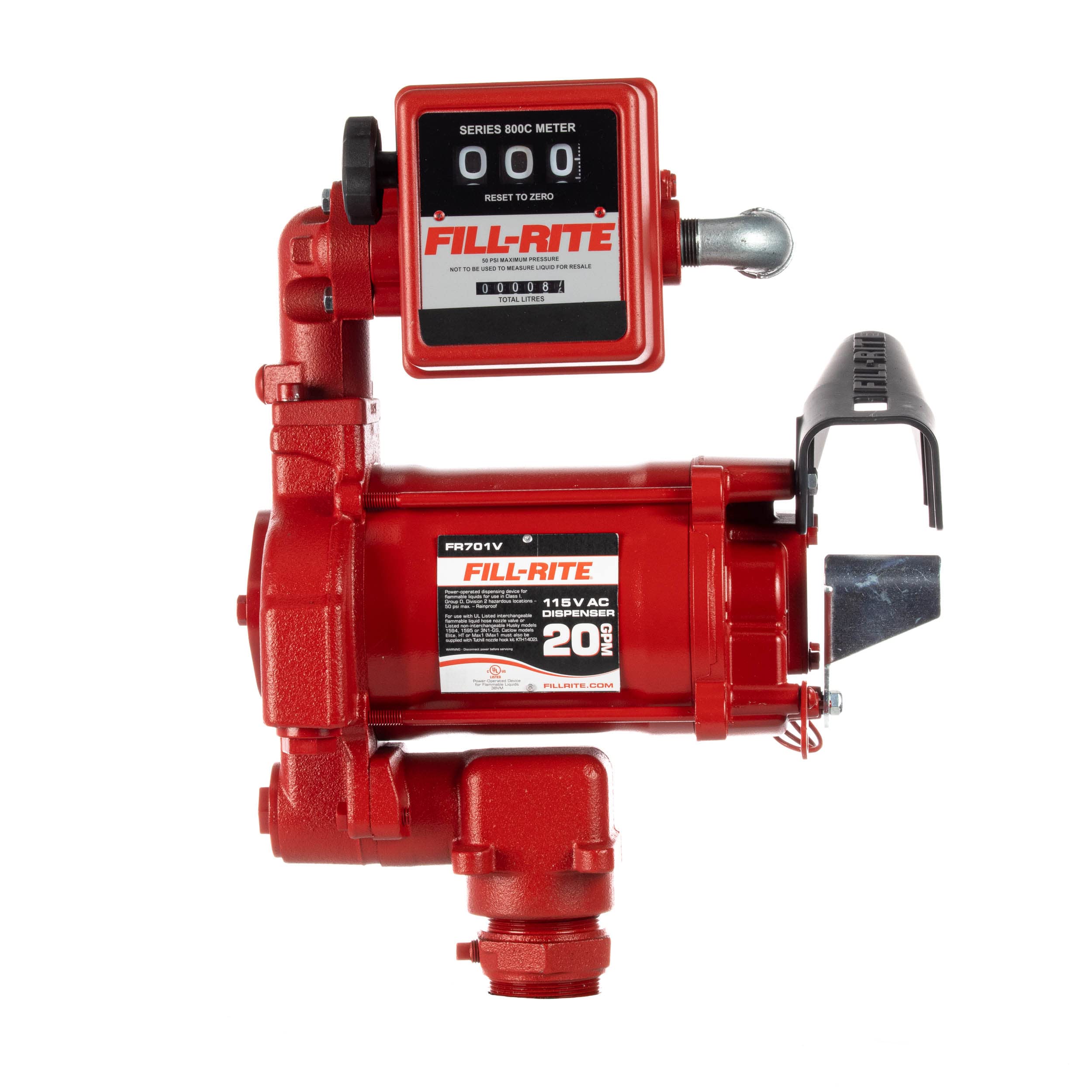 Fill-Rite FR701VL 115V 20 GPM Fuel Transfer Pump with Standard Mechanical Meter Package, Liters | For Gasoline, Diesel, Kerosene