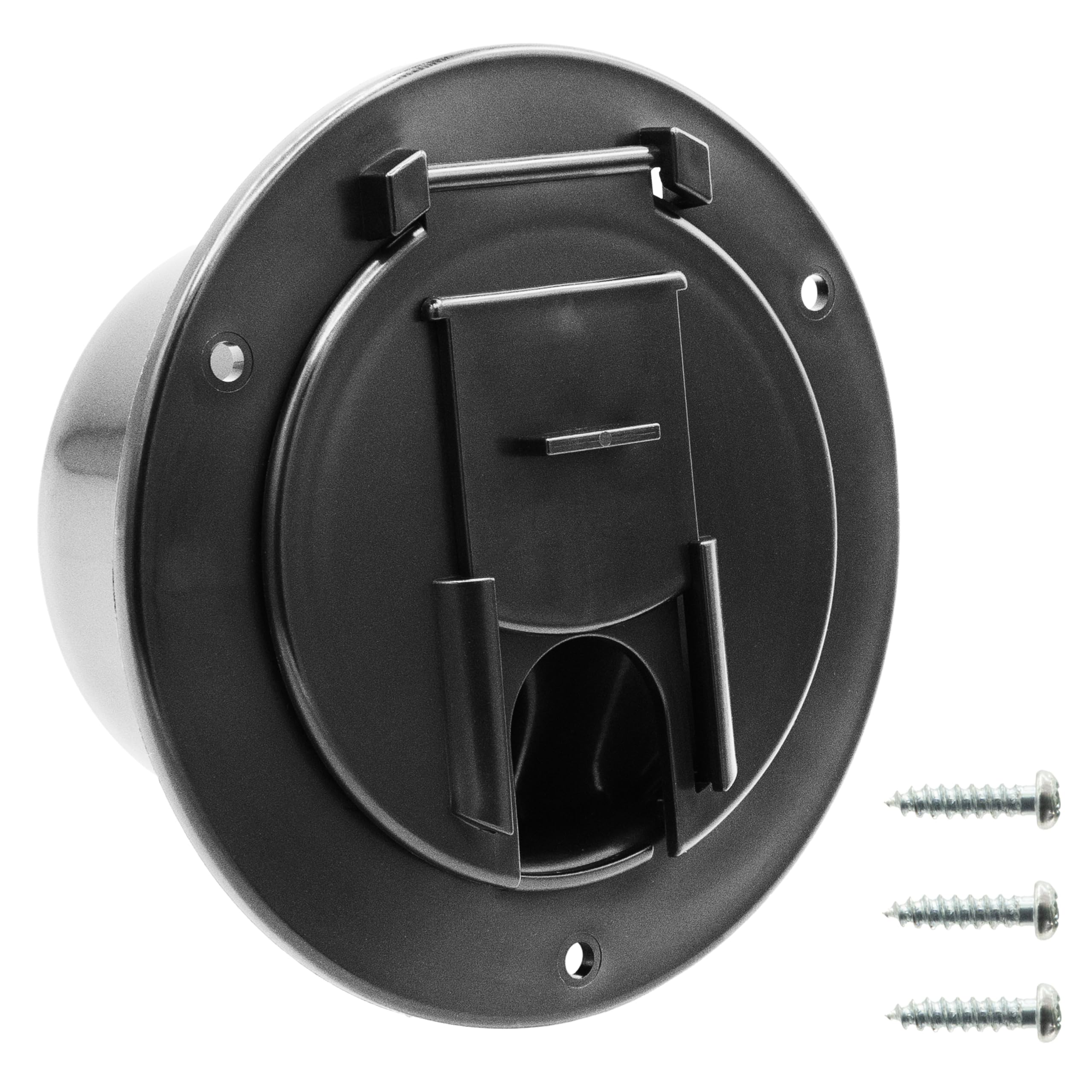 Halotronics Rv 5-Inch Round Electric Cable Hatch For 30 And 50 Amp Cords (Black)