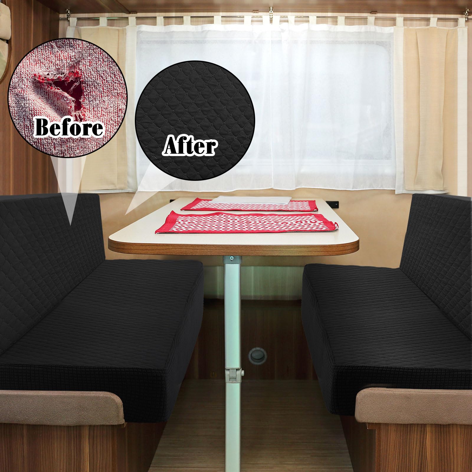 Buryeah 2 Set RV Dinette Cushion Covers Booth Set Furniture Protector for Sofa Seat Camper Car Couch, 2 Backrest and 2 Bench Cov