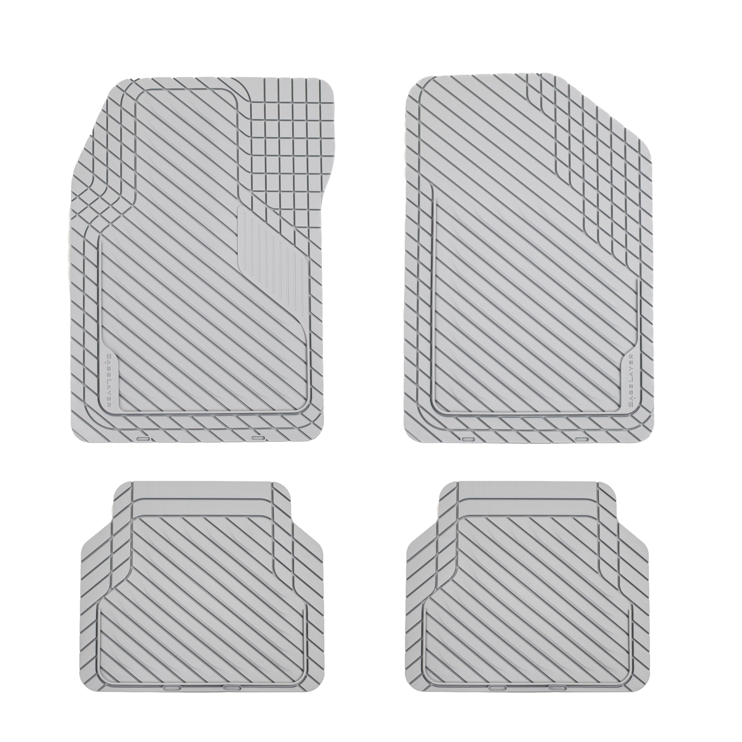 Baselayer Cut-To-Fit Light Gray 4-Piece Car Mats - Universal Waterproof Floor Mats For Most Vehicles, Durable All-Weather Mats -