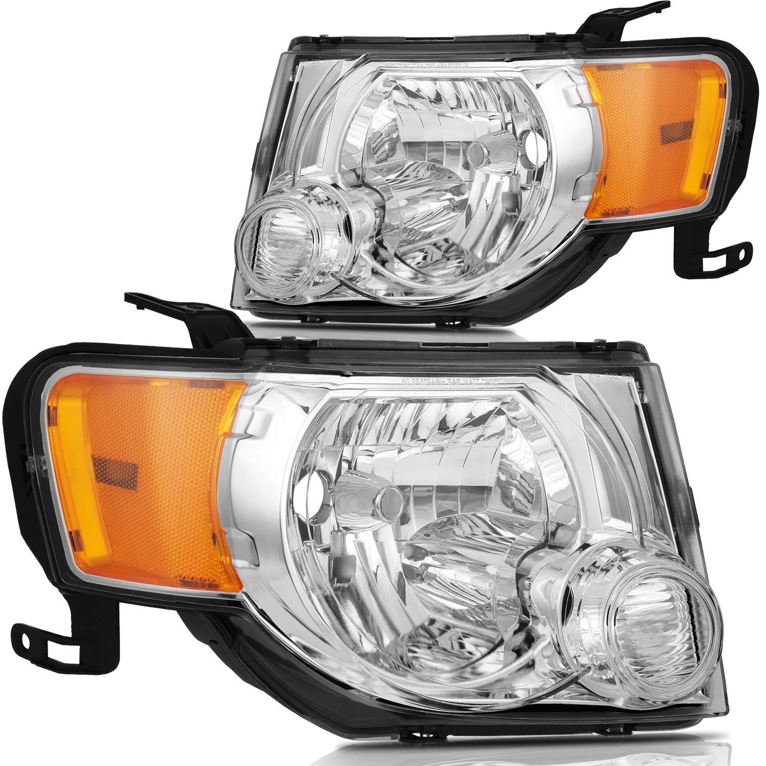 LBRST Headlights Fit 2008-2012 for Escape Chrome Housing Driver & Passenger Side Headlight Assembly 8L8Z13008B