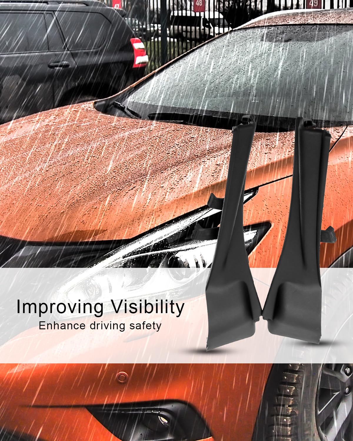 Front Windshield Wiper Cowl Cover LH and RH Fit for Nissan Murano 2015 2016 2017, Fender to Cowl Hood Side Seal Extension Trim P