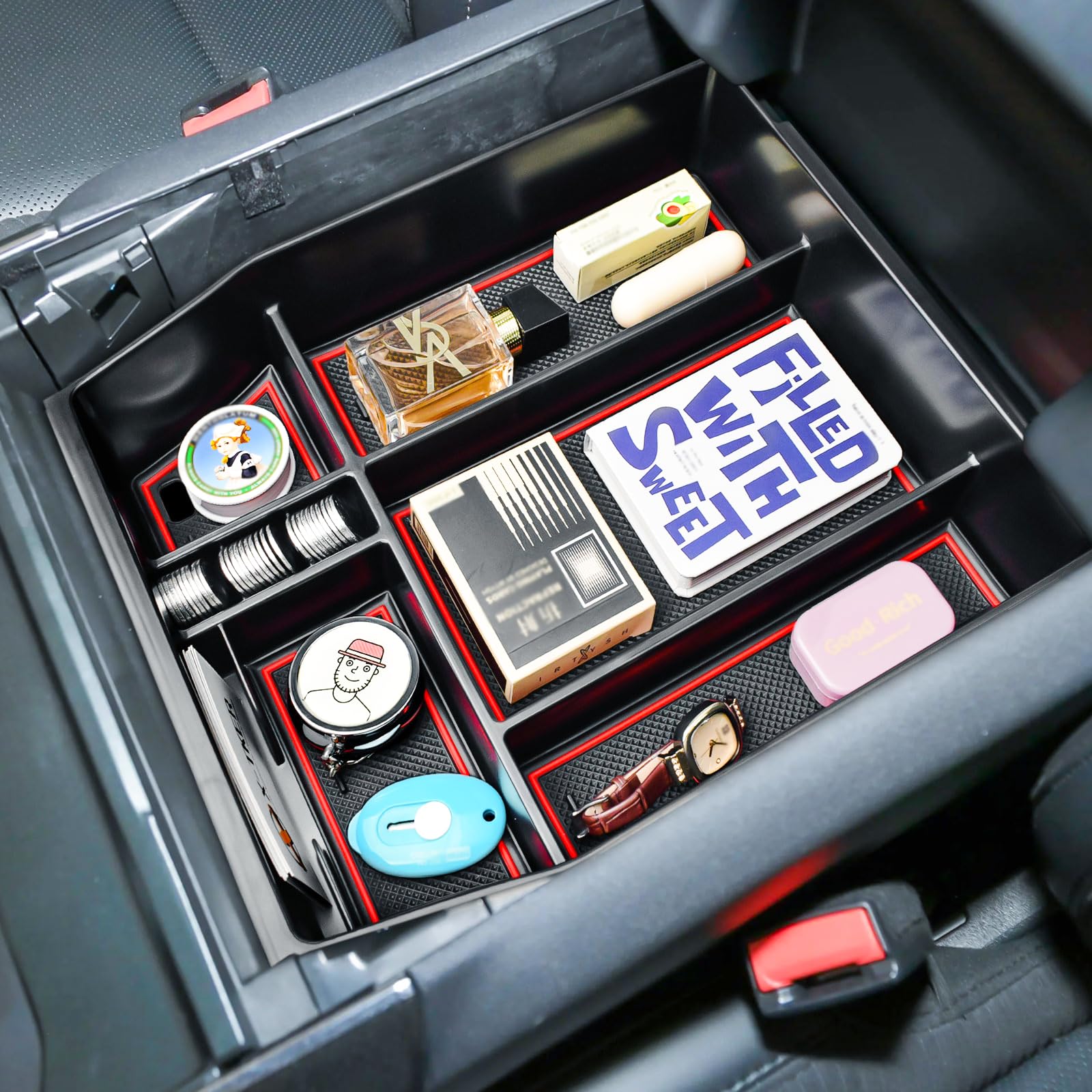 X-TKER Center Console Organizer Tray Compatible with Ford F150 2021 2022 2023 2024 2025 Accessories, Middle Console Organizer Ar