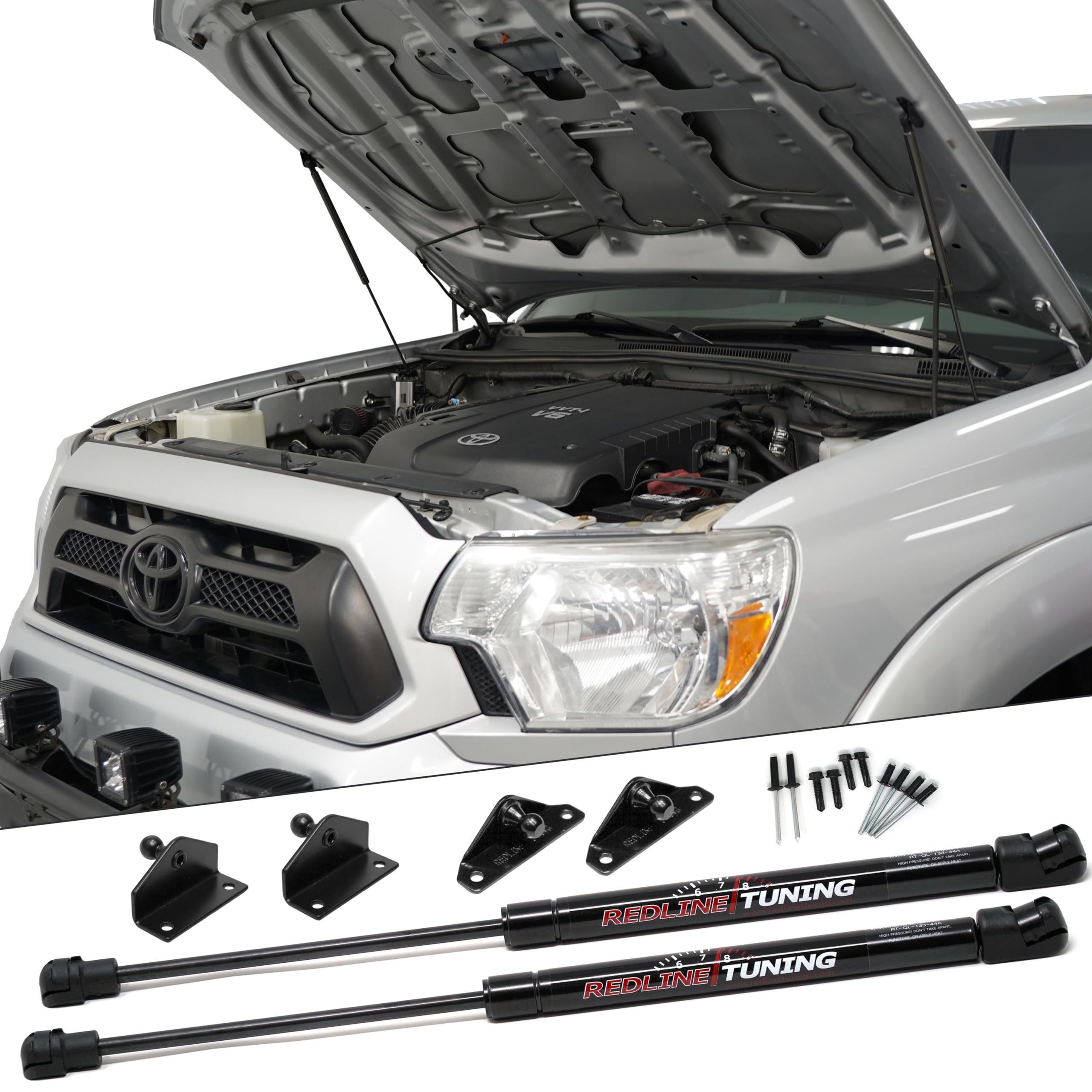 Redline Tuning 21-27010-02 Hood Quicklift Plus System Compatible With Toyota Tacoma 2005-2015 (All Black Components)