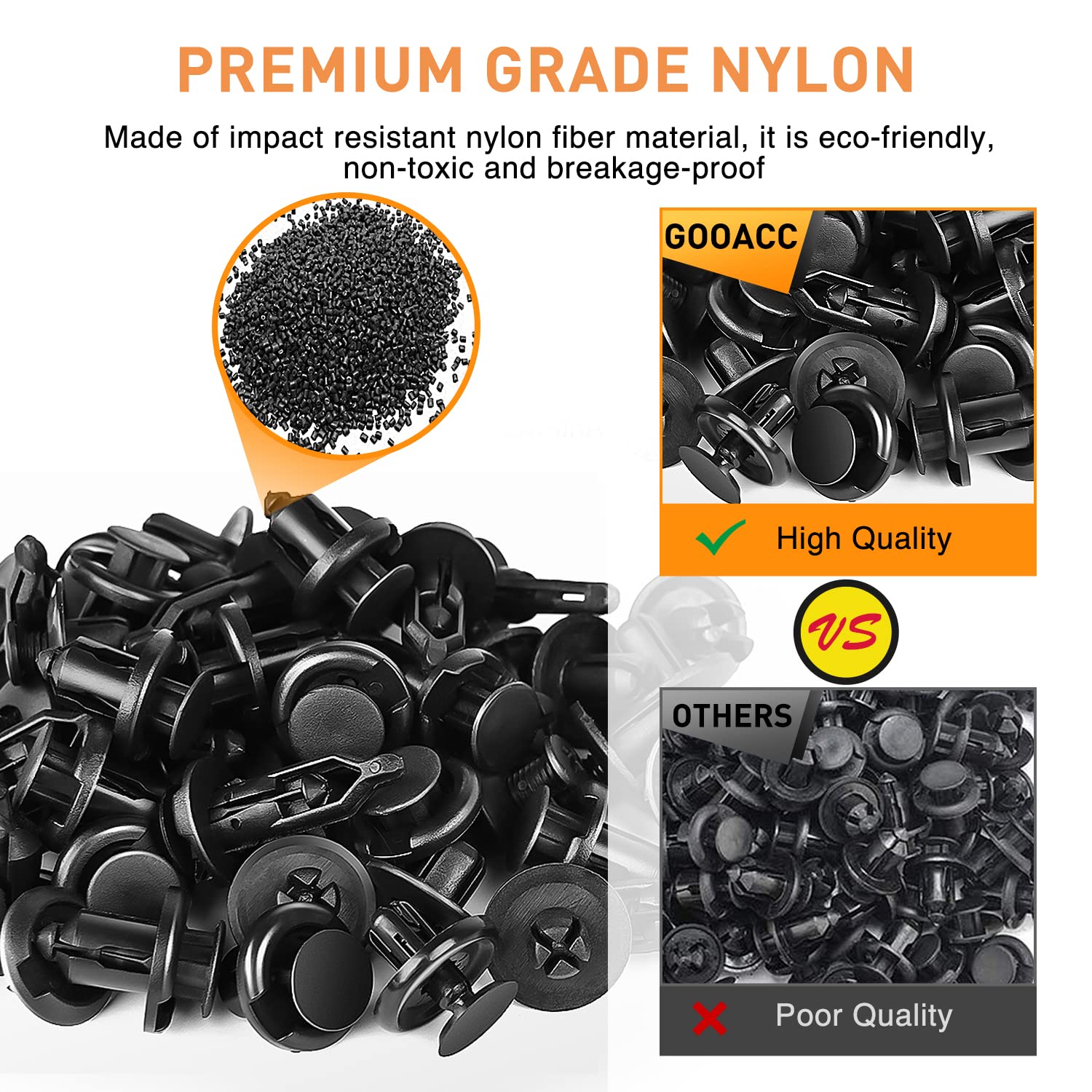 Gooacc 700Pcs Car Push Retainer Clips Auto Fasteners Assortment 30 Sizes Nylon Bumper Fender Rivets With 10 Cable Ties Fasteners