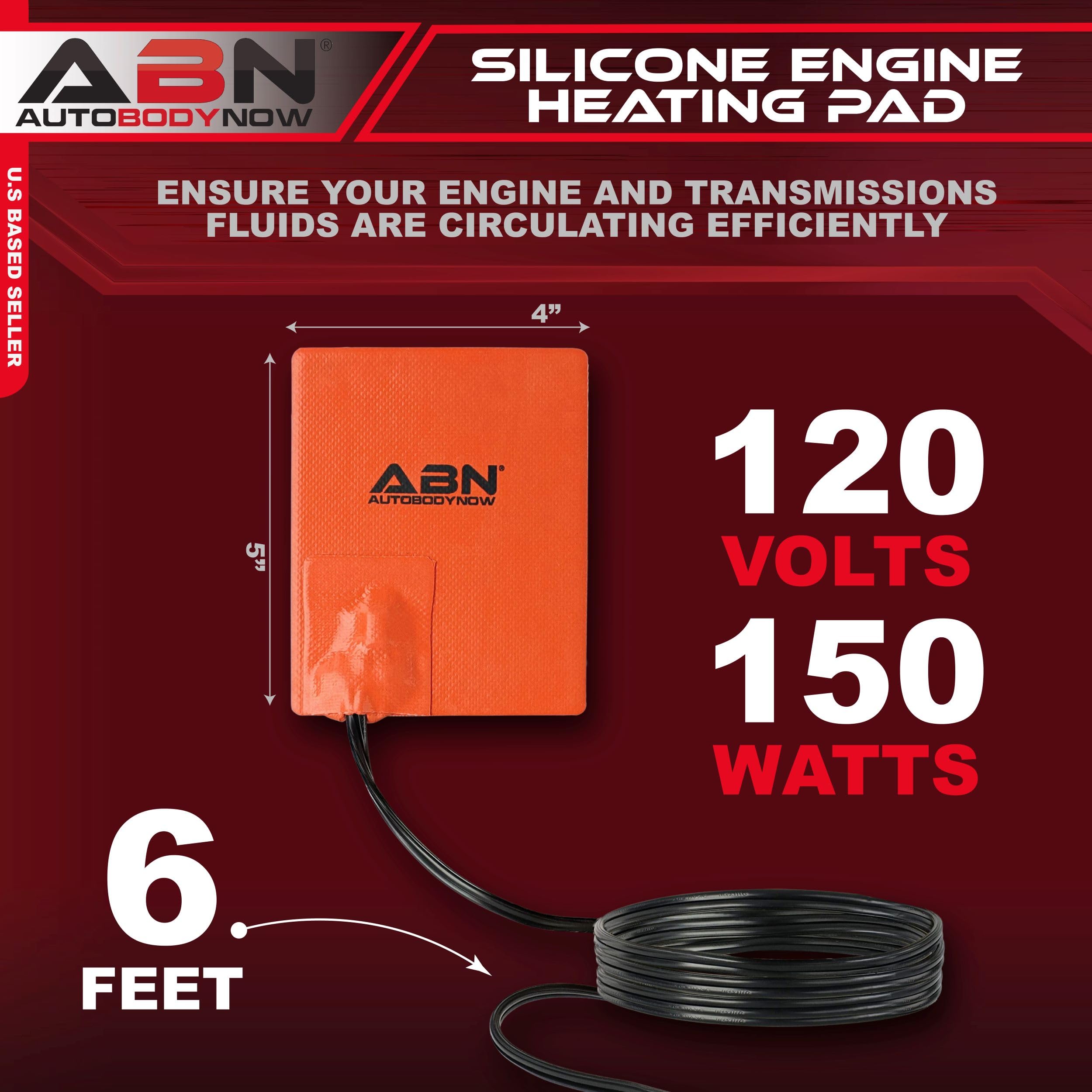 Abn Silicone Heating Pad 120V - 4 X 5 Inch Universal Engine Heater Car Oil Pan Heater Pad, 150W Electric Heater Pad