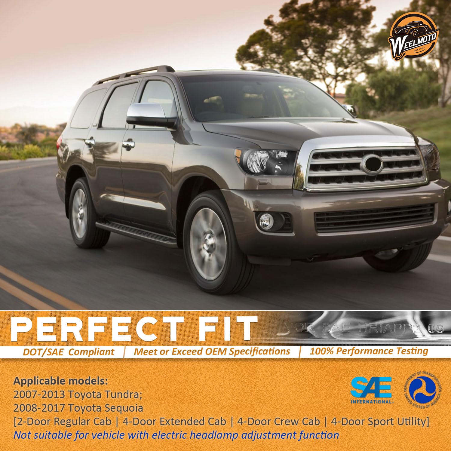 Weelmoto For 2007-2013 Toyota Tundra Headlights Assembly For 07 08 09 10 11 12 13 Toyota Tundra Headlight Replacement Automotive