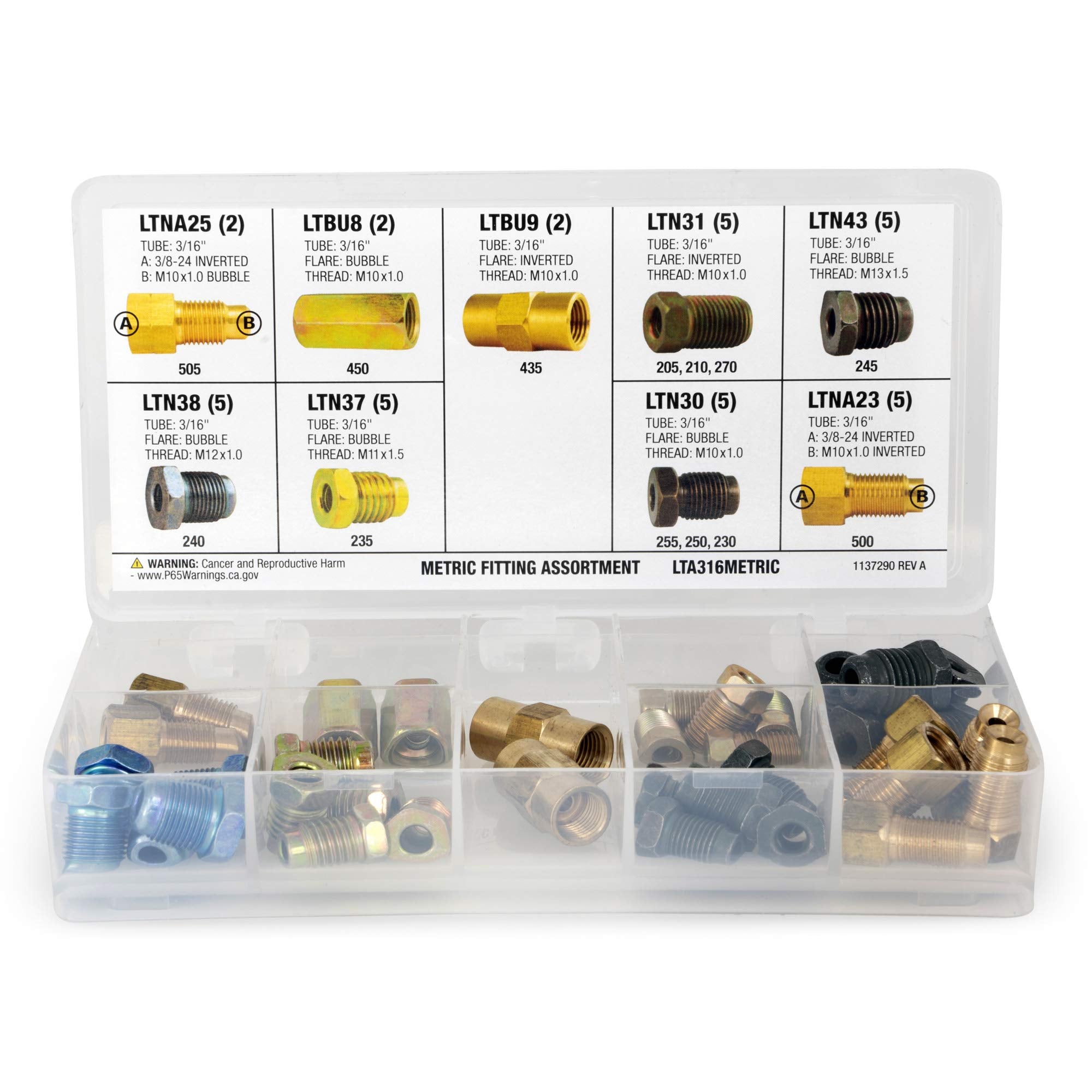 4Lifetimelines- 3/16'' Metric Fitting Assortment Kit, Tube Nut, Union, Adapter, 9 Popular Skus, 36 Pieces, 25 Tube Nuts, 4 Union
