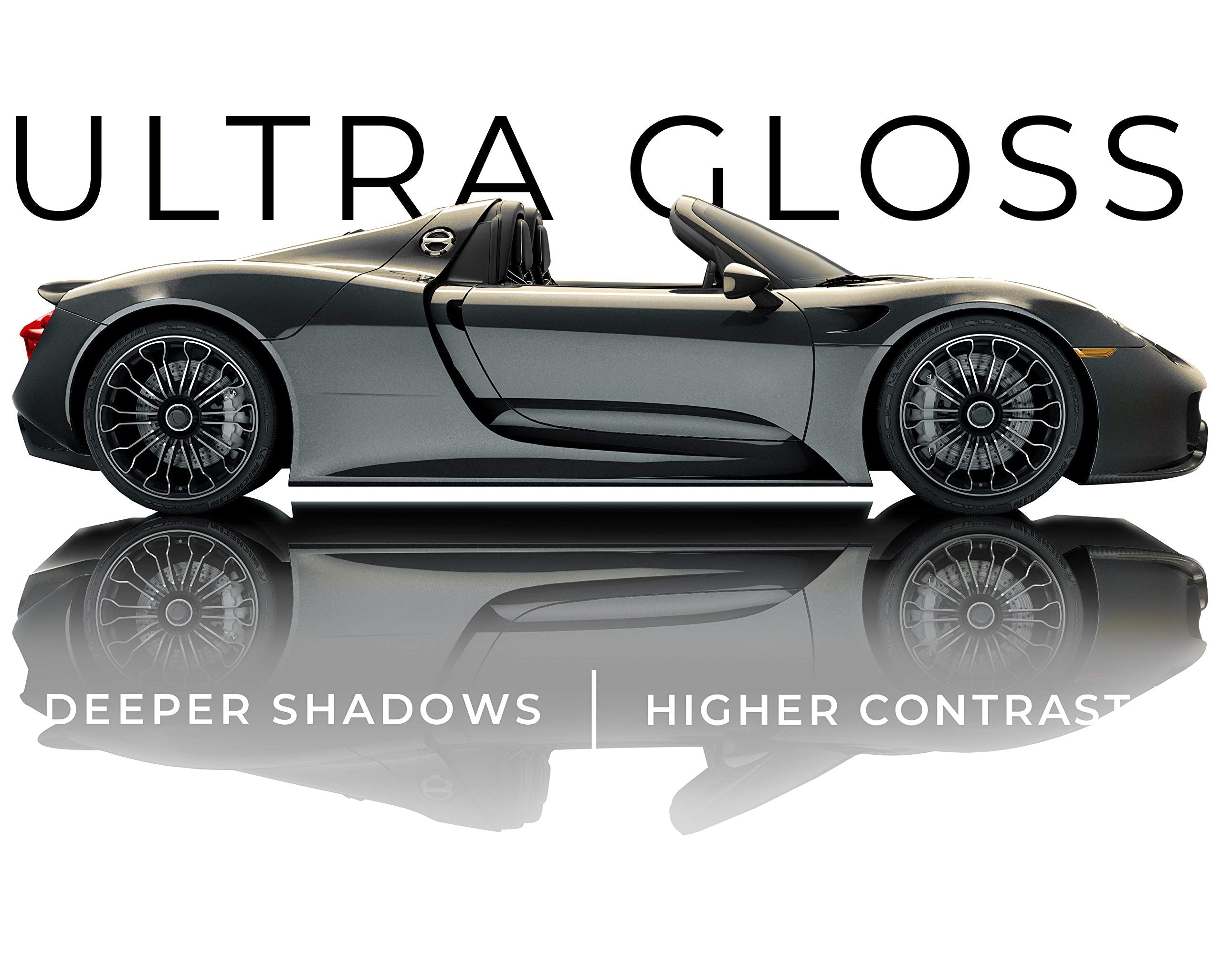 VViViD+ Ultra Gloss Candy Charcoal Grey Vinyl Car Wrap, 1ft x 54, Self-Adhesive with Nano Air Release Technology