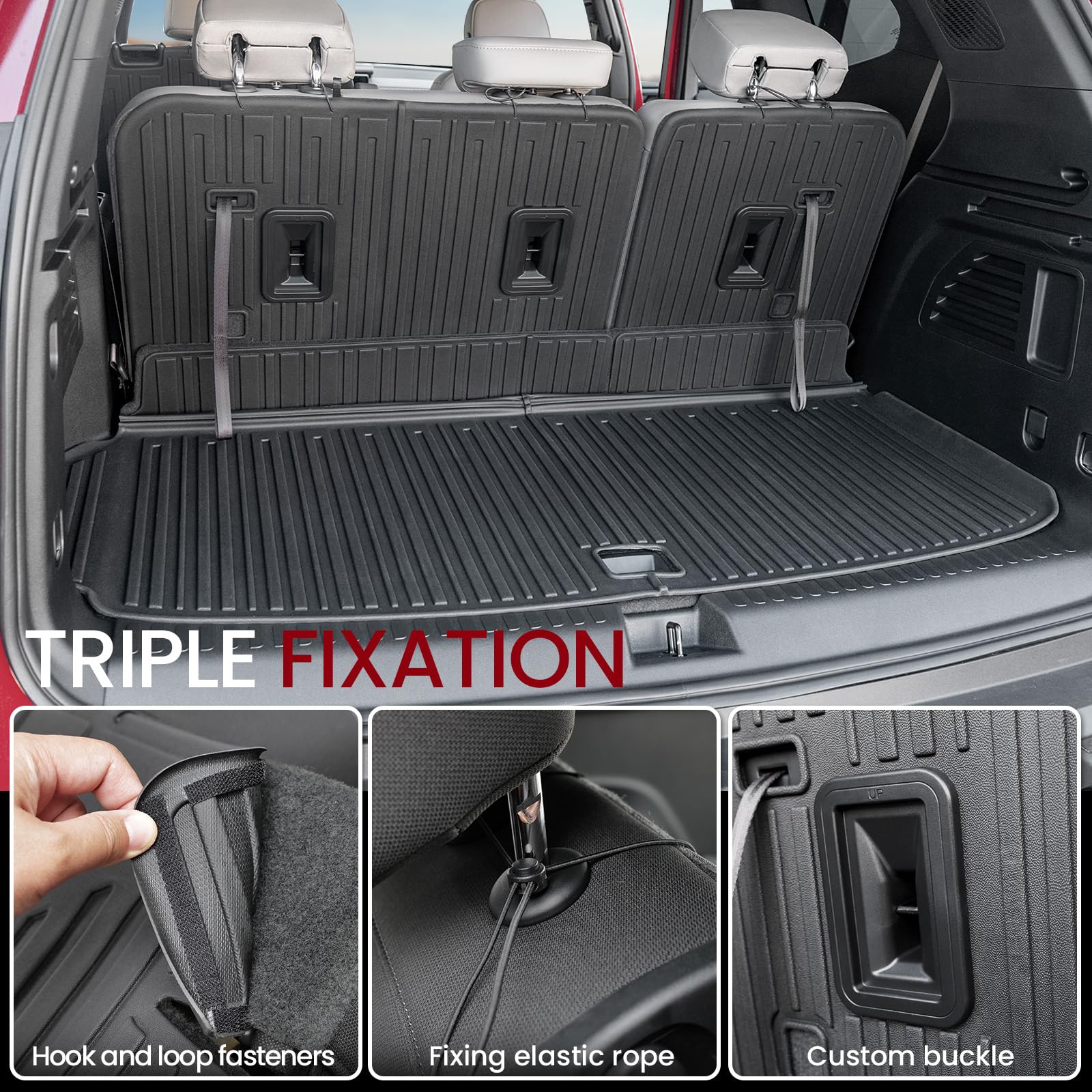 JOULARISE Cargo Mat Backrest Mats for 2024 2025 GMC Acadia 6/7 Seats Accessories, All-Weather TPE Protector Cargo Liner Trunk Ma
