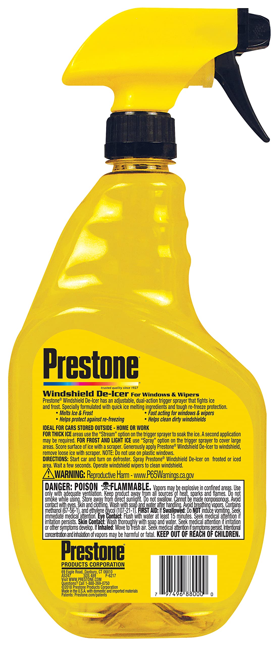 Prestone Trigger Spray Windshield De-Icer, 32 Oz., Pack Of 6