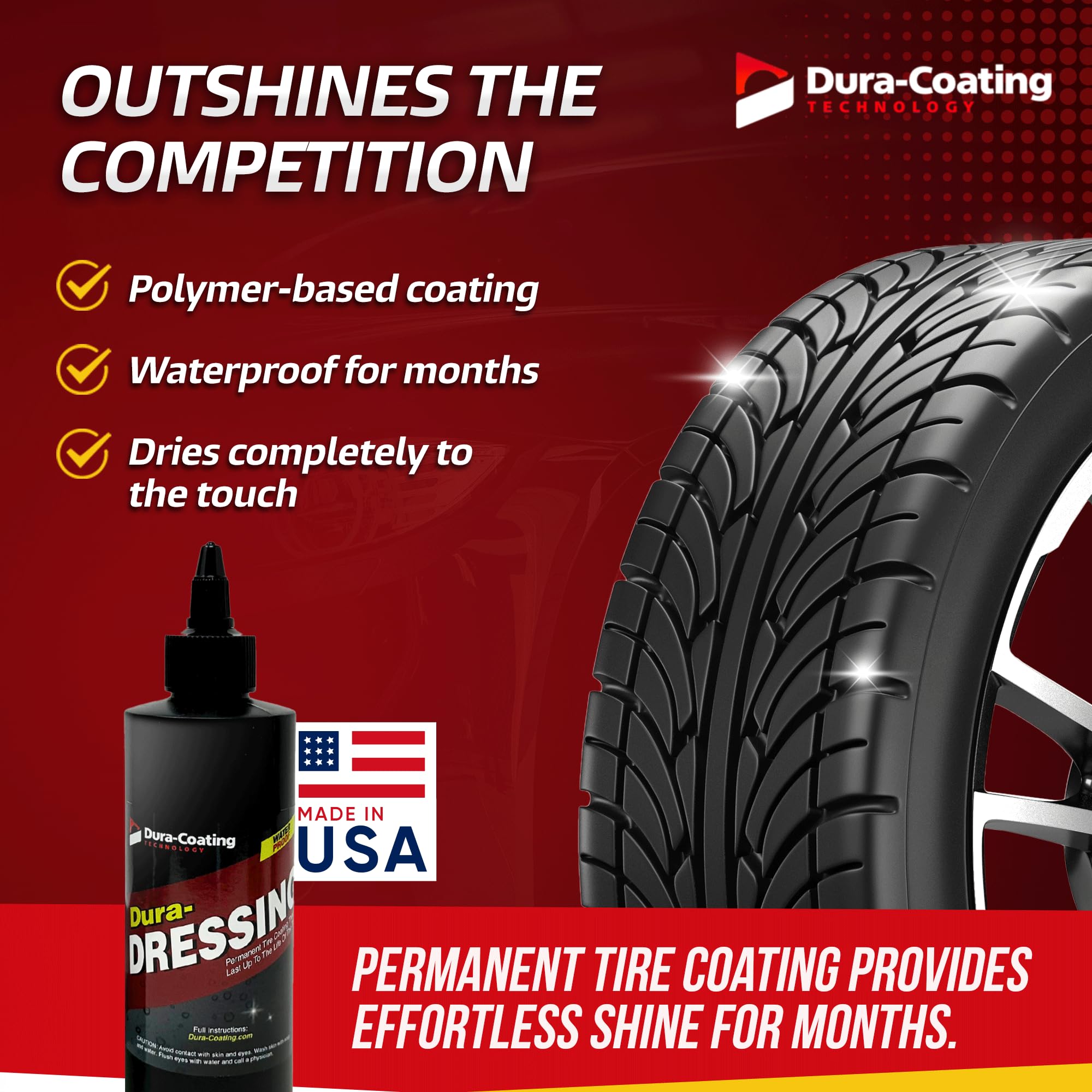 Dura-Dressing Re-Load For Tires Already Coated With Dura-Dressing, 8 Oz. Bottle - Tire Dressing Kit - Made In The Usa To Ensure