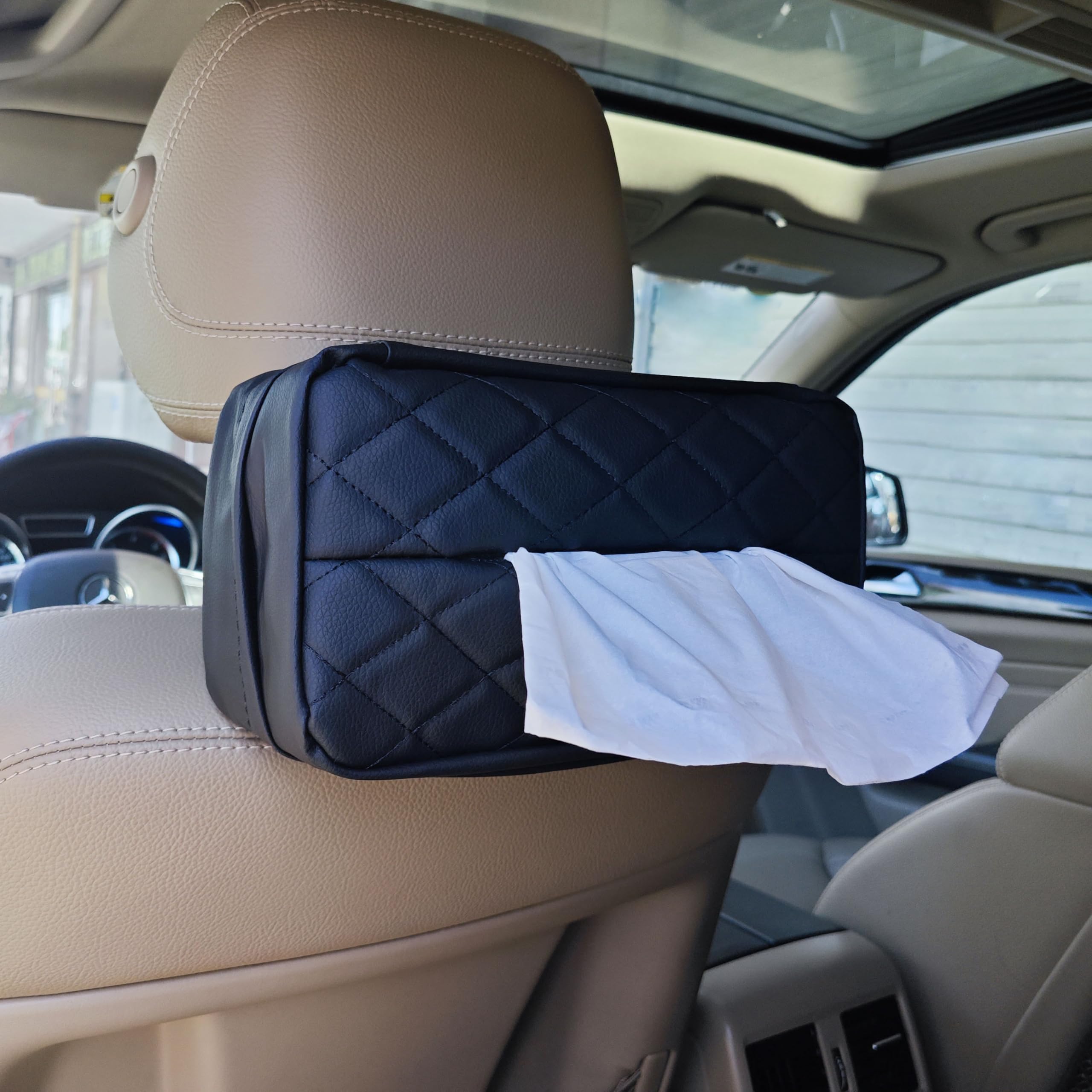 Car Tissue Holder For 120 Standard Tissue,Leather Pu Tissues Box Cover For Car Backseat,Extra Large Rectangle Napkin Holder Soft