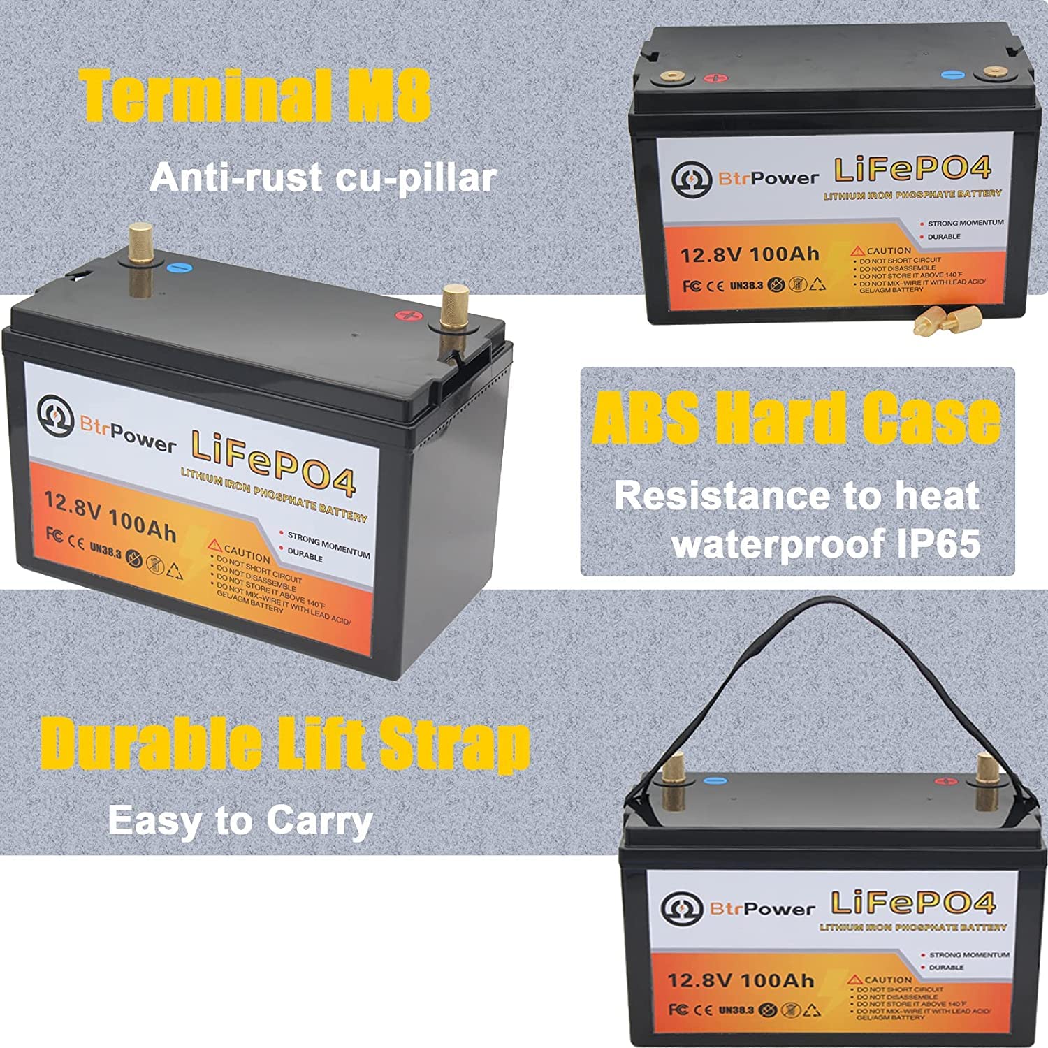 12V Lifepo4 Battery 100Ah,5000+ Deep Cycle Lithium Battery With 14.6V 10A Charger,100A Bms For Home Storage,Trolling Motor,Rv,Of