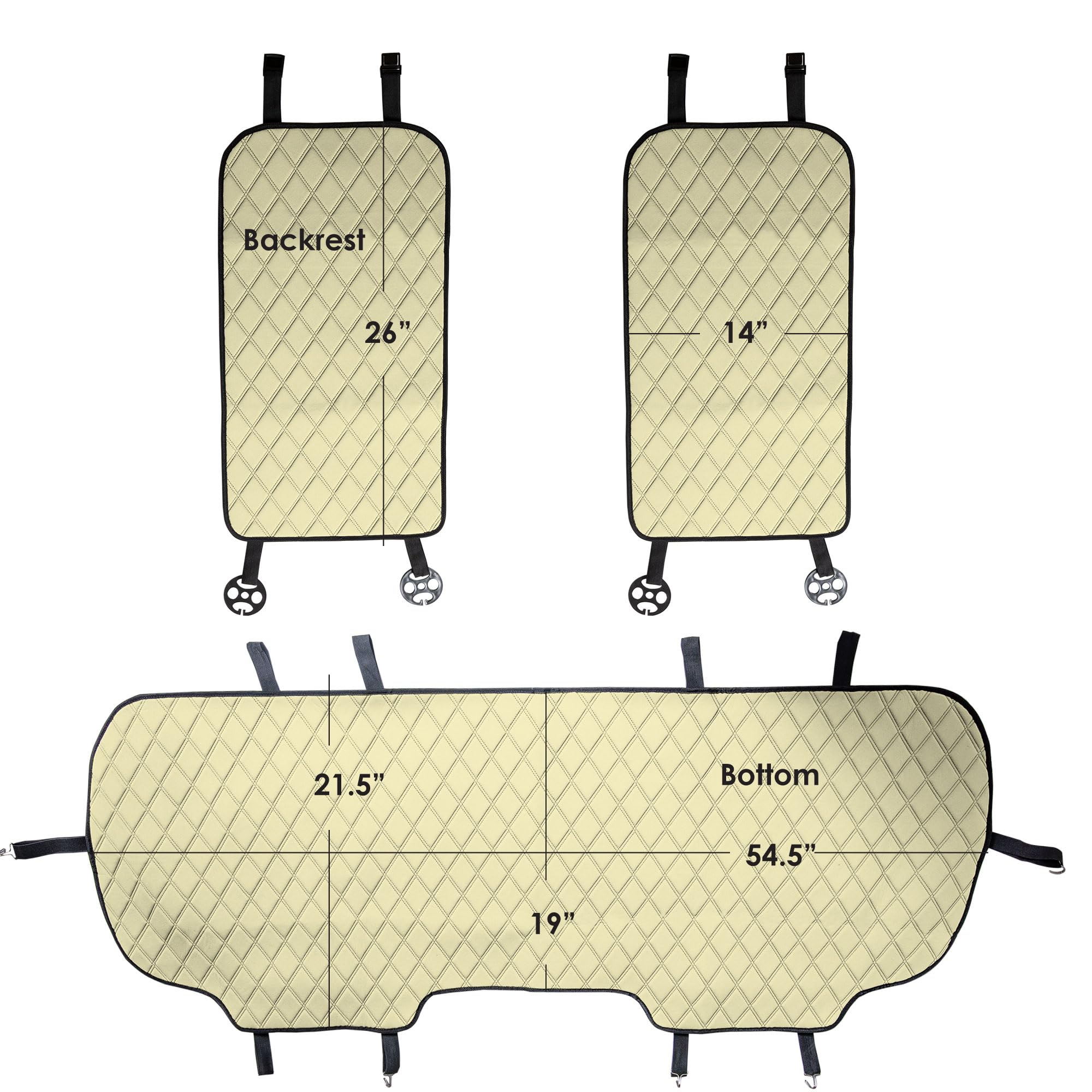 Fh Group Car Seat Cushion Rear Set Beige Faux Leather Automotive Seat Cushions - Universal Fit, Rear Car Seat Cushion, Car Seat