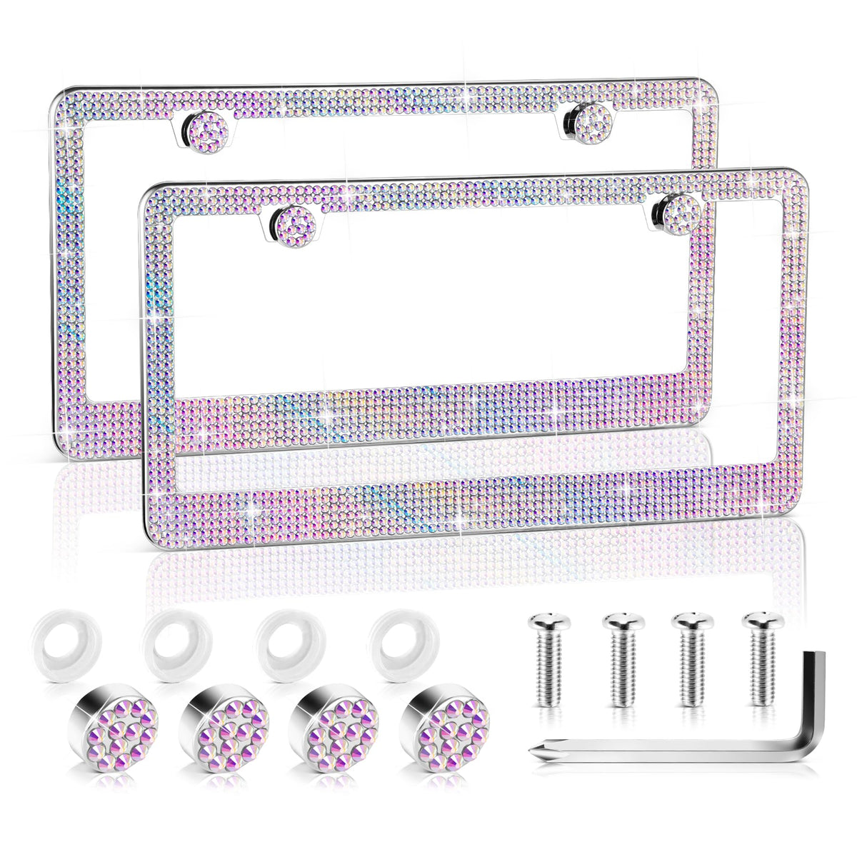 Livtee Luxury Rhinestone License Plate Frame Bling Car Accessories For Women, Funny Glitter Stainless Steel Cover 1000+ Cute Cry