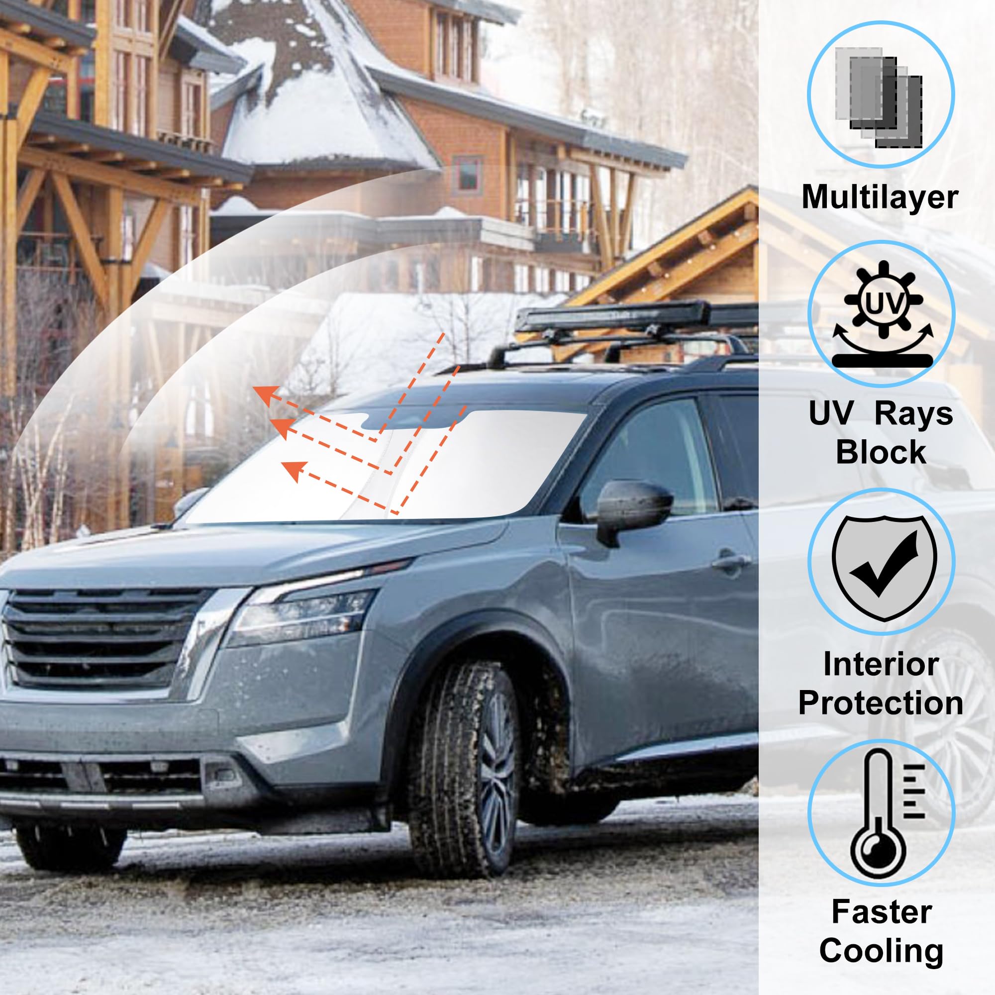 Windshield Sun Shade Custom Fit For 2022 2023 2024 2025 Nissan Pathfinder Accessories Foldable Sunshade Sun Blocker Protect Car