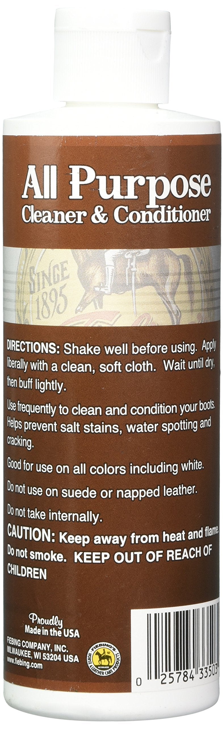 Fiebing'S Leather Cleaner & Conditioner (8 Oz) - All Purpose Wax-Free Color Safe Formula Protects & Strengthens All Leather - Pr