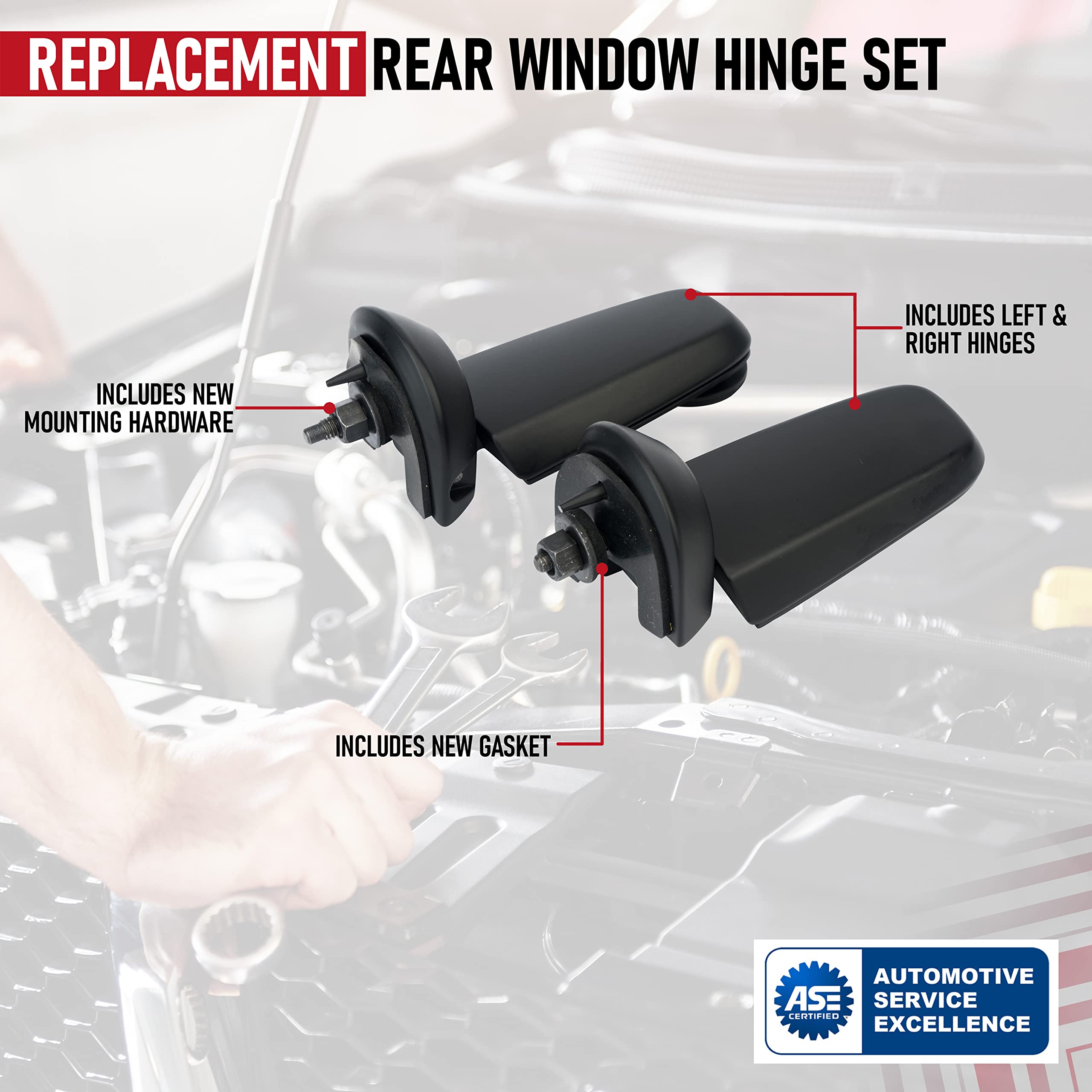 Rear Window Hinge Set (Left and Right) - Compatible with Ford Explorer and Mercury Mountaineer 2002-2005 - Replaces 3L2Z-78420A6