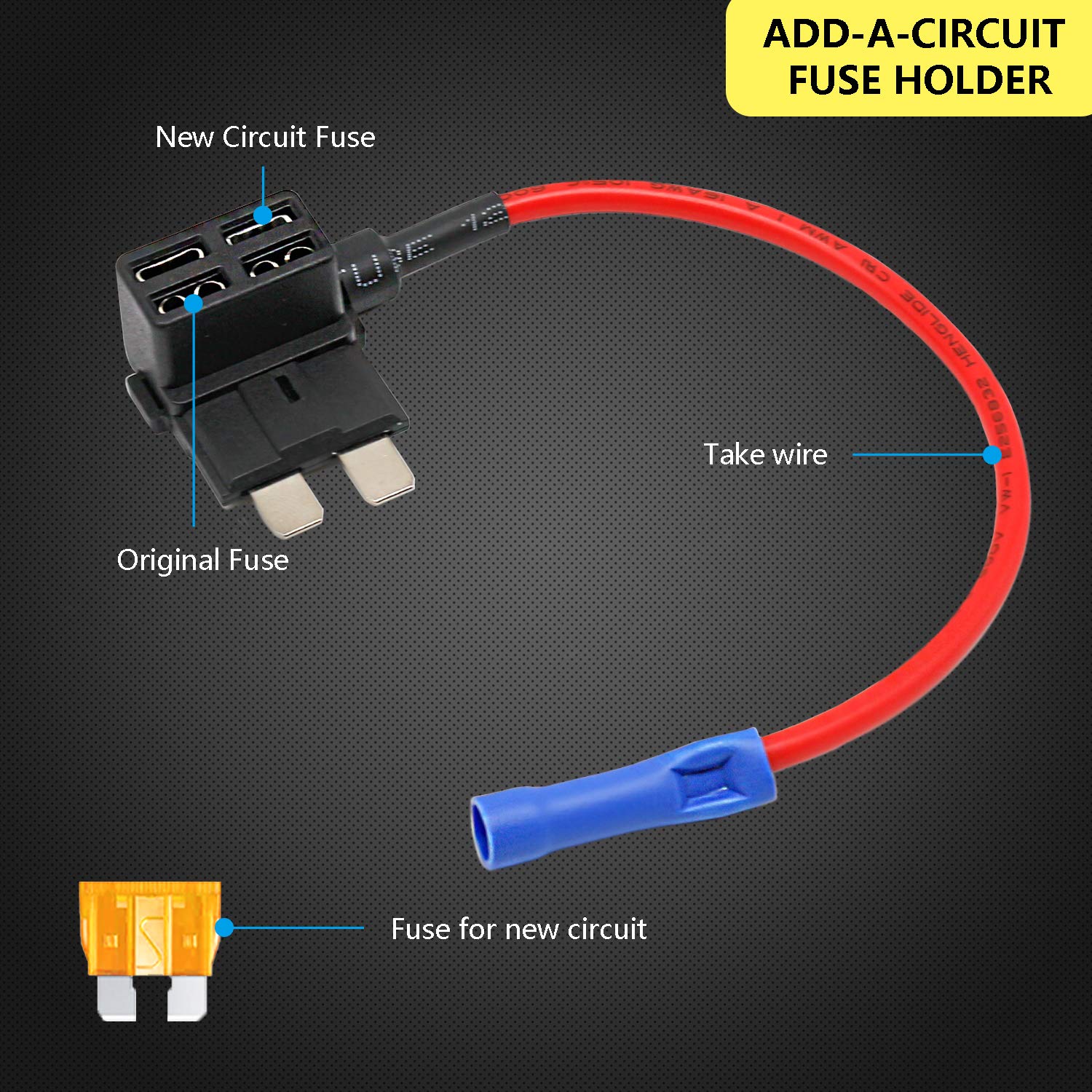 4 Types Add-A-Circuit Fuse Tap Adapter With Standard & Mini & Low Profile Mini & Micro2 Blade Fuse Holder For Cars Trucks Boats