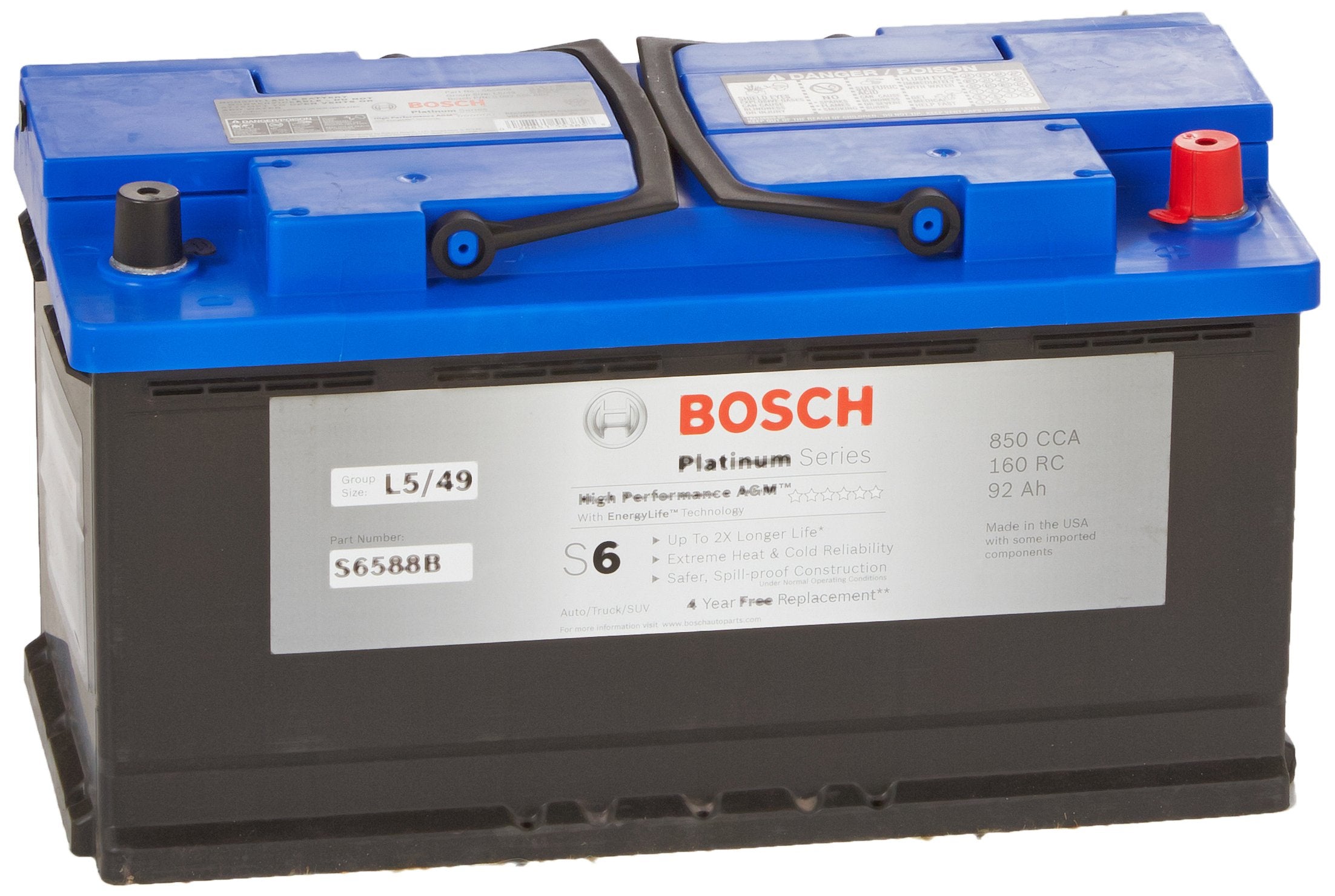 Bosch S6588B S6 Flat Plate Agm Battery