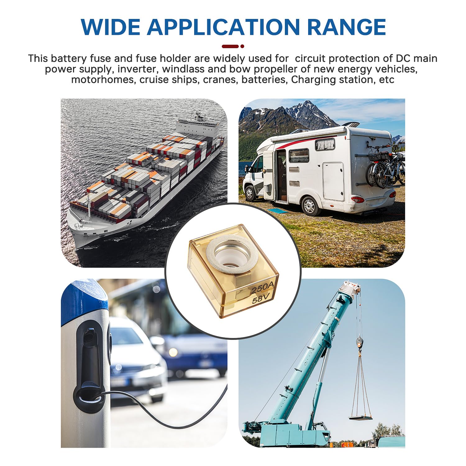 BOJACK Terminal Fuse 60A Marine Rated Battery Fuse (MRBF) 58V DC Max IP66 Waterproof for the Circuit Protection of Automobiles R