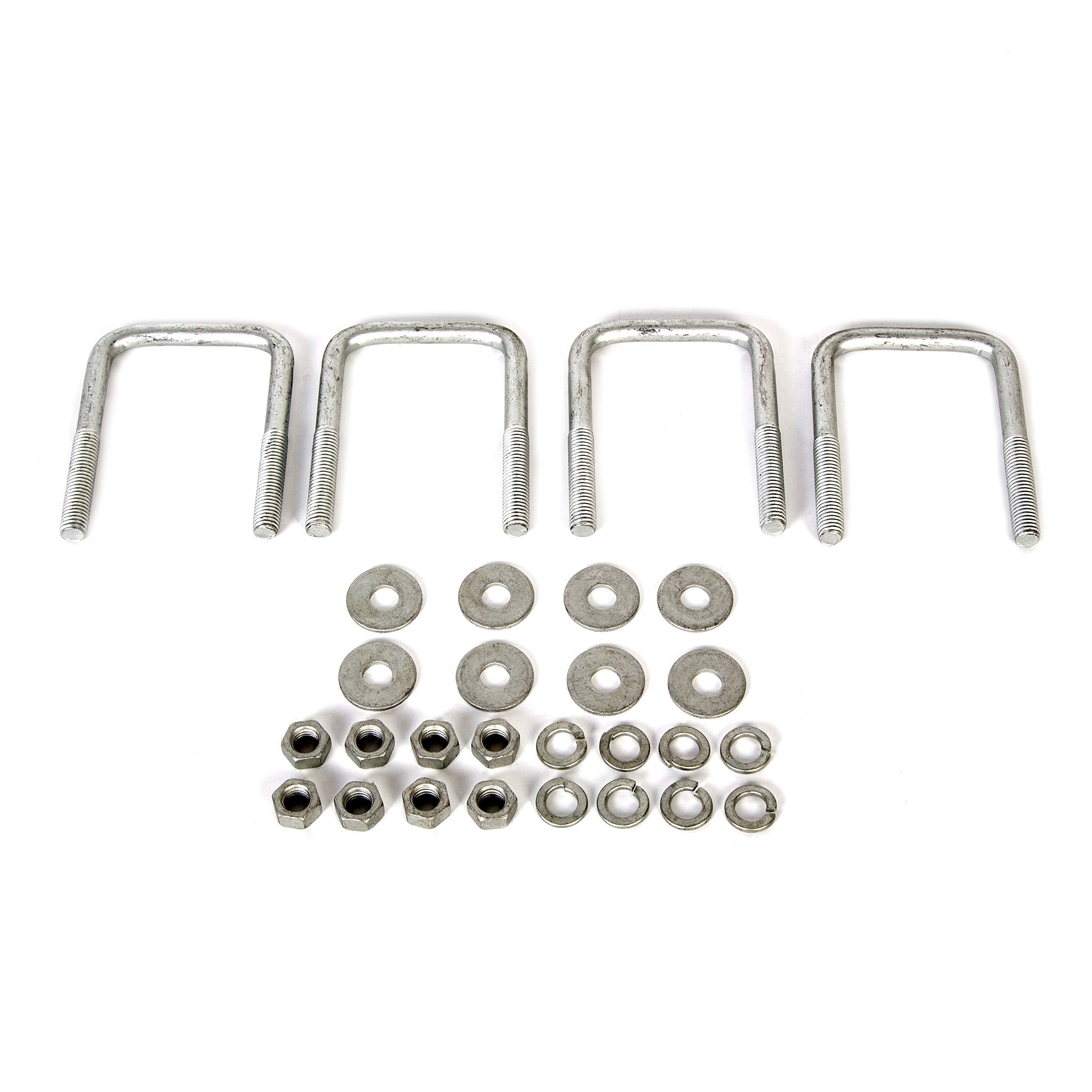 Ecotric 4Pcs Boat Trailer U-Bolt Galvanized Square 1/2'' X3 1/16'' X4 5/16'' Steel Silver