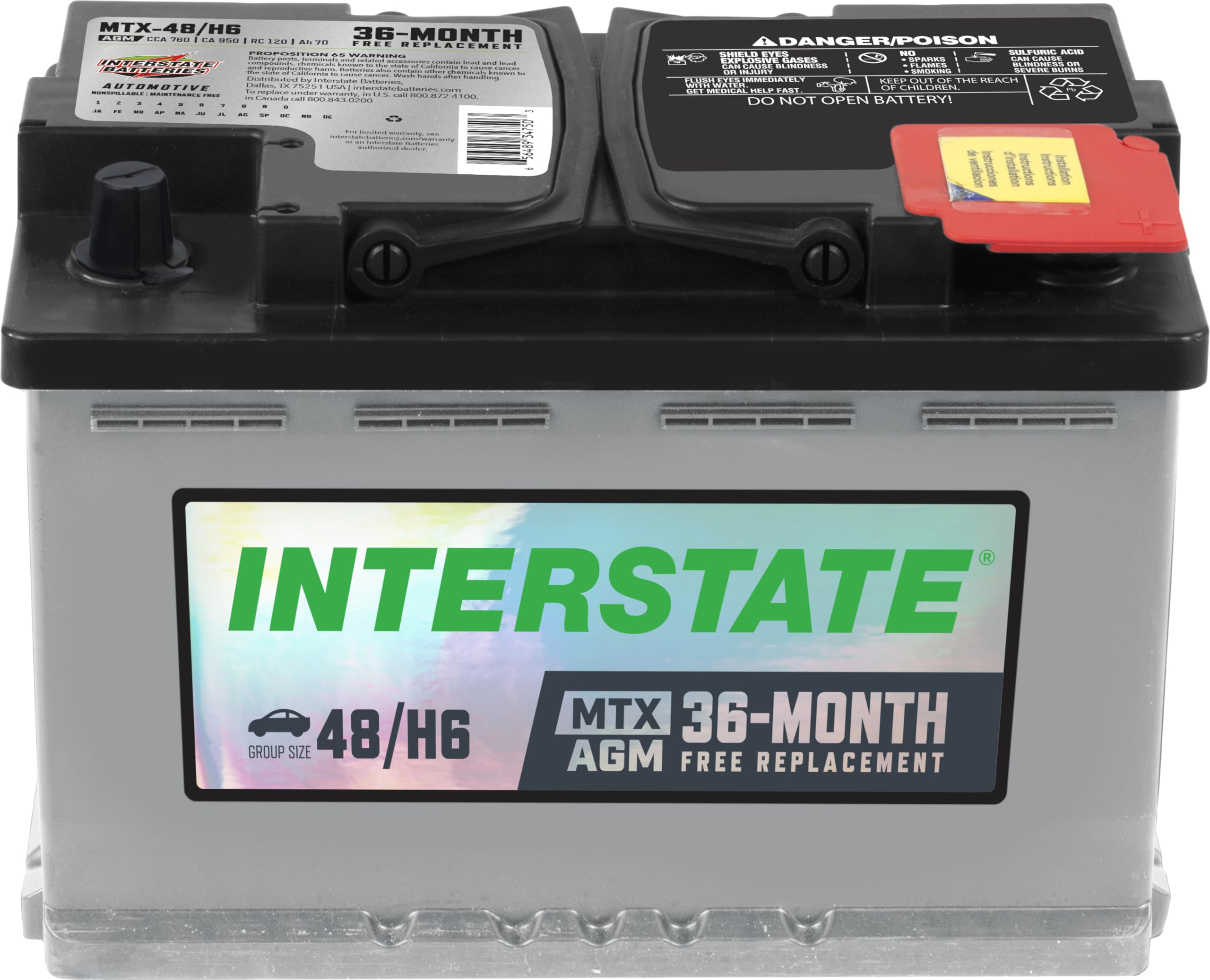 Interstate Batteries Automotive Battery 12V 70Ah (Group Size H6, 48) 760CCA SLI AGM Automobile Replacement Battery for Cars, SUV