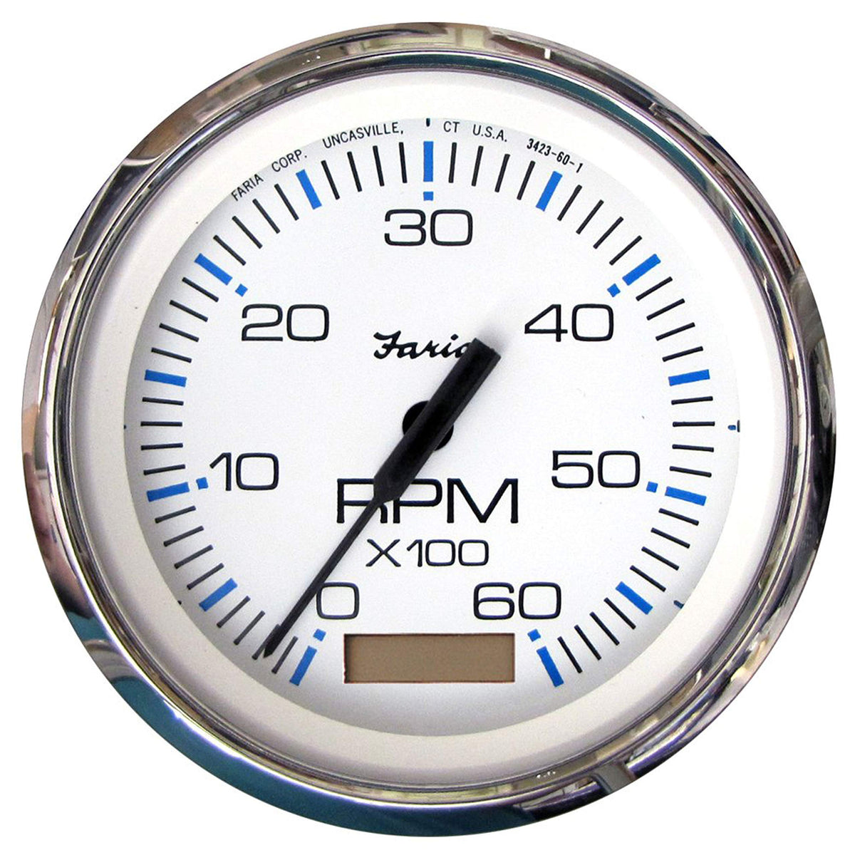 Faria 33832 Chesapeake Tachometer Gauge With Hourmeter 7000 Rpm - White Ss, 4"