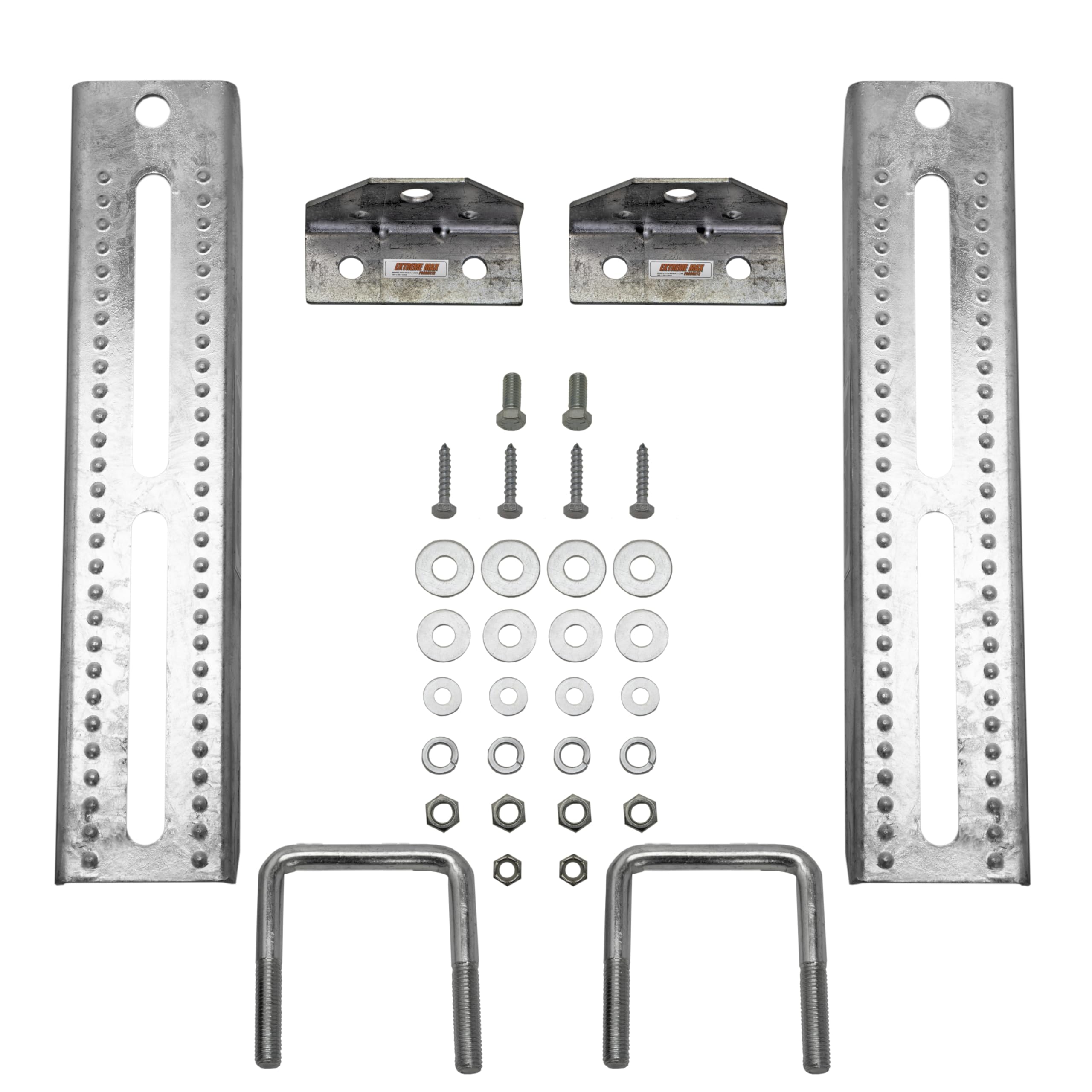 Extreme Max 3006.7075 12 Galvanized Swivel-Top Bunk Bracket with Hardware for 2 x 3 Trailer - 4-Pack