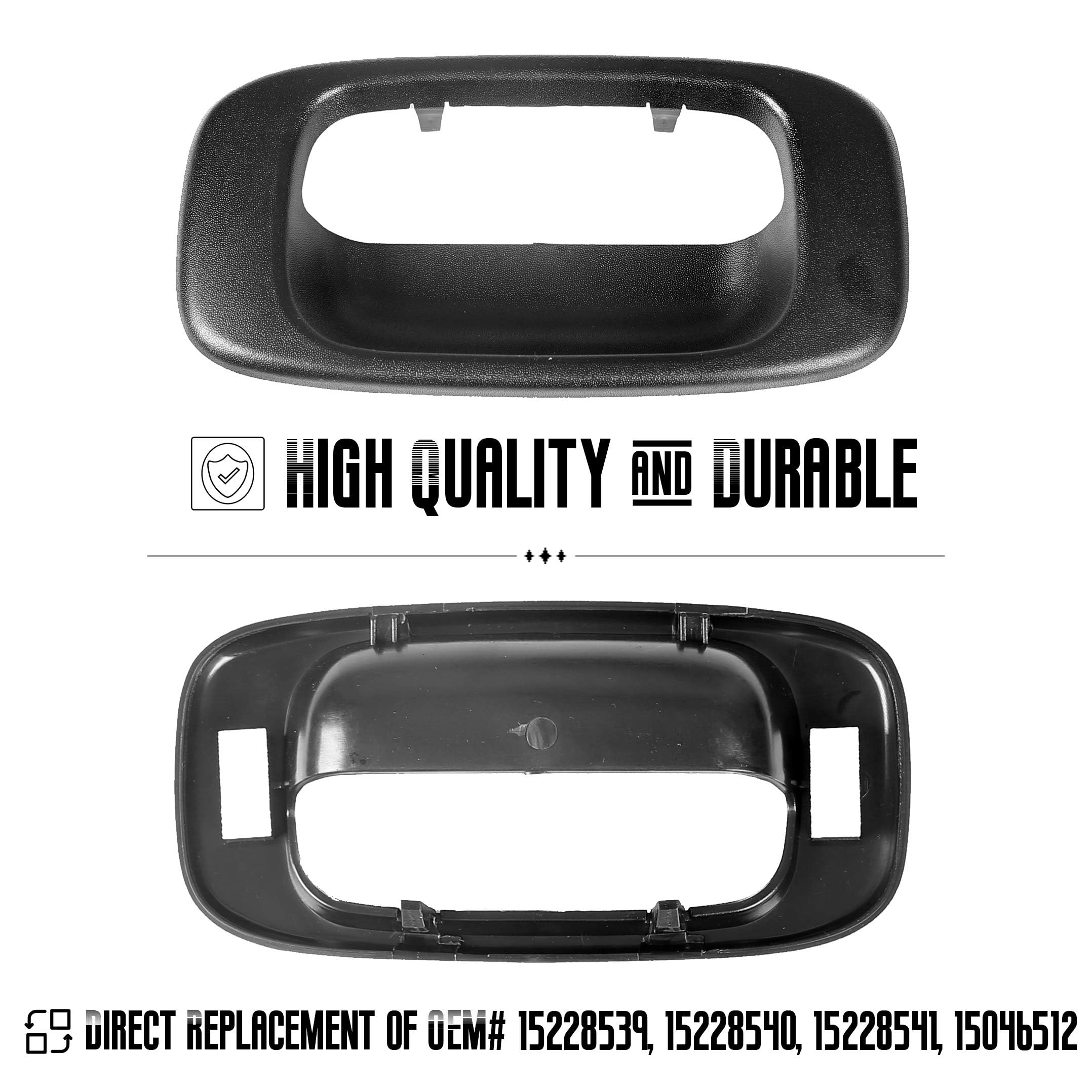 ECOTRIC Tailgate Handle Bezel Cover Compatible with 1999-2007 Chevy Chevrolet GMC Silverado Sierra 1500 2500 3500 HD Pickup Truck Replacement for 15228539 76106 GM1916102