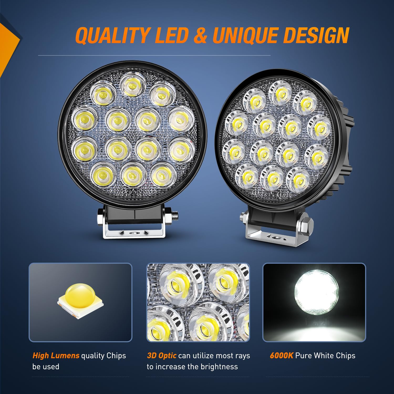 Nilight 2Pcs 4.5Inch Led Pods 42W 4200Lm Round Flood Light Off Road Lights Fog Lights 12V 5Pin Rocker Switch Wiring Harness Kit-