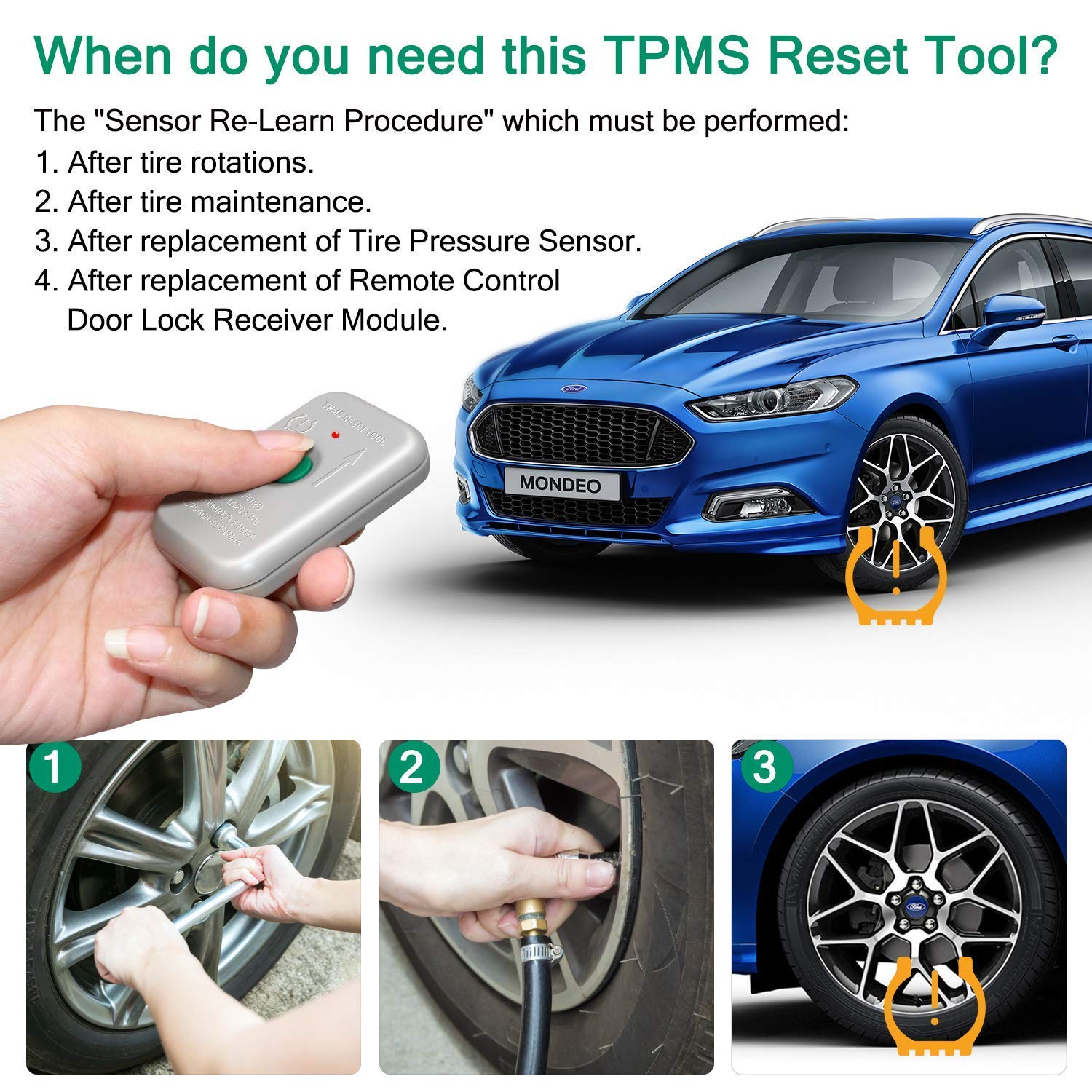 Arozk Tpms19 Tpms Reset Tool Sensor Relearn Reset Tool For Ford Lincoln And Mazda Tire Pressure Monitor System Sensor Programming Training Activation Tool Tpms Trigger Tool Tire Sensors Reset Tool
