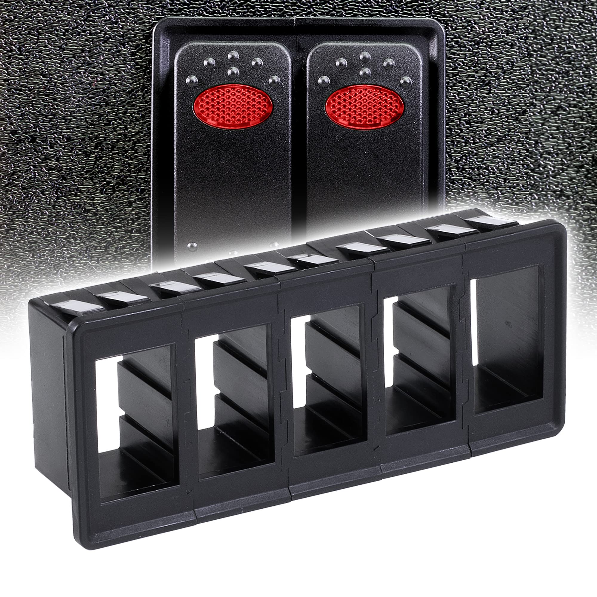 True Mods 5-Slot Rocker Switch Panel Housing Kit [Industry Standard Fit] [Heavy Duty] [Expandable Design] [Professional Look] Au