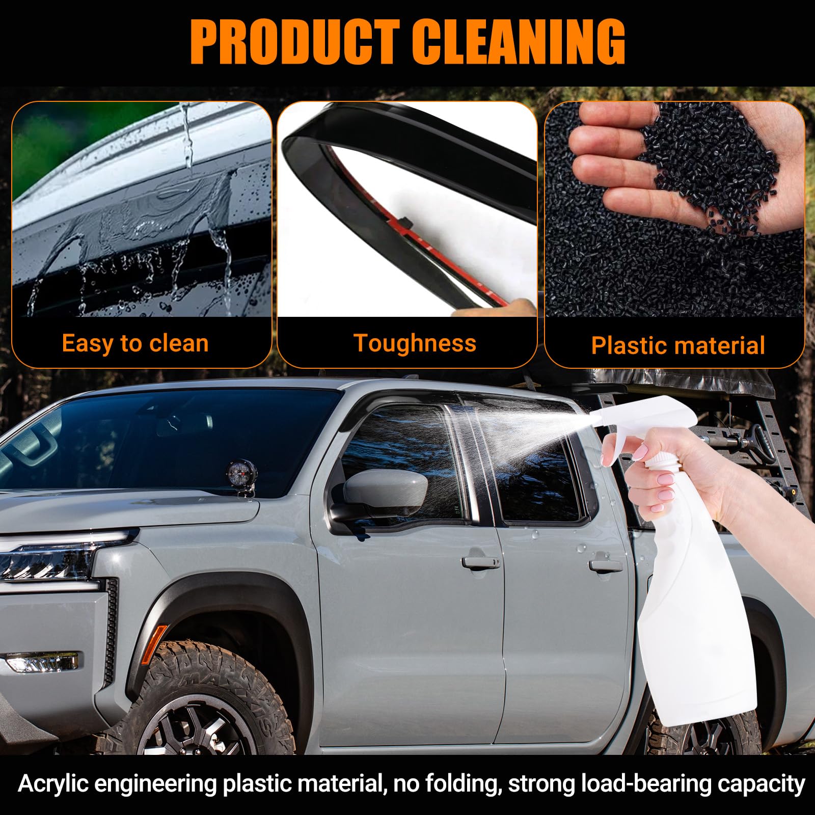 FormiPow Window Visors Rain Guards for 2022-2025 Nissan Frontier Crew Cab, Tape-On Window Deflectors, Weather Protection, Wind N